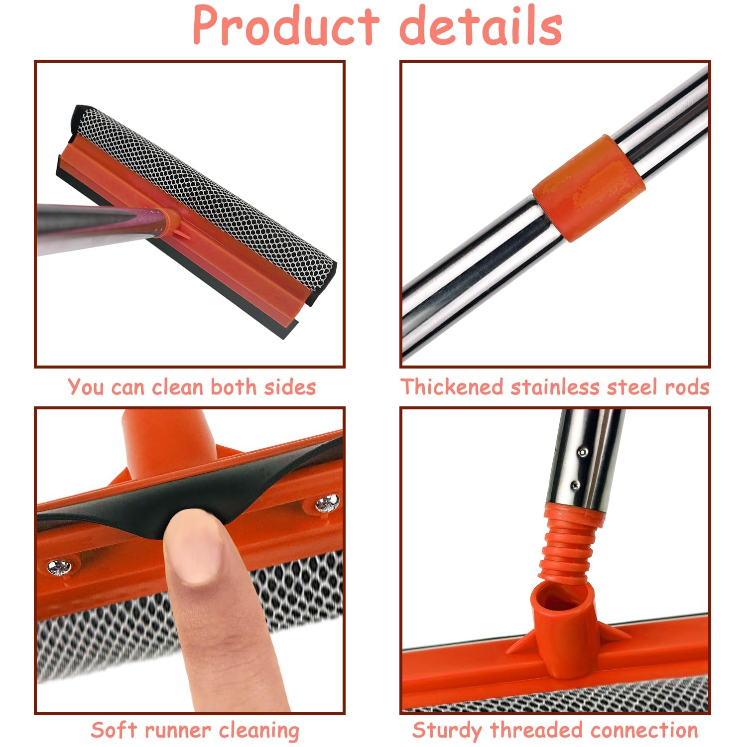 62 Inch Telescopic Window Squeegee Cleaner Window Washing Equipment for Home Car