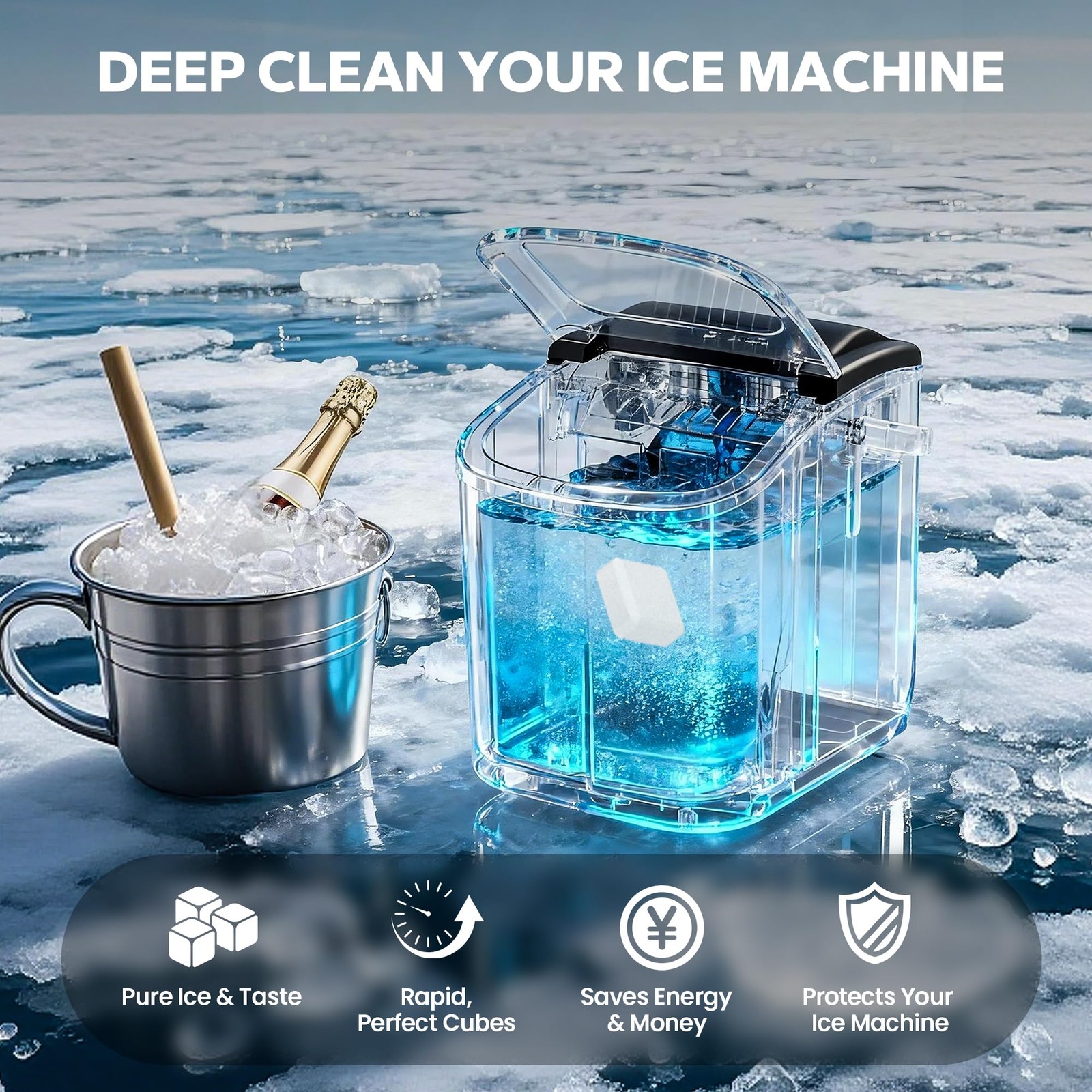 Ice Machine Cleaner Maker Descaler, 36 Pack Nugget Ice Maker Cleaner Tablets …