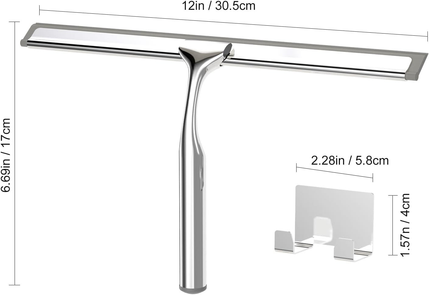 Shower Squeegee for Glass Doors, Squeegee for Shower Glass, Bathroom with Hook,
