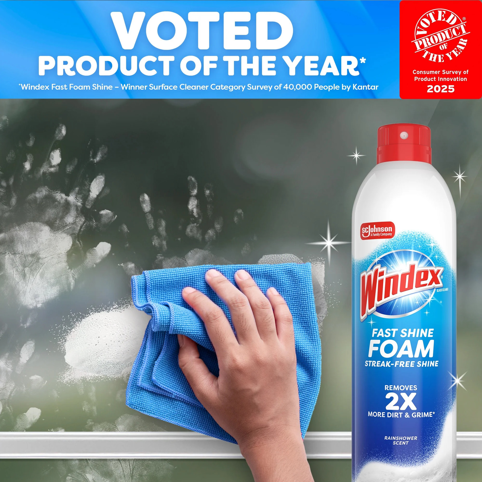 Fast Shine Foam Glass Window Mirror Cleaner NoDrip Aerosol