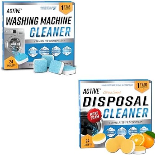ACTIVE Washing Machine And Disposal Cleaning Tablets 48 Pack – Includes 12 Mo…