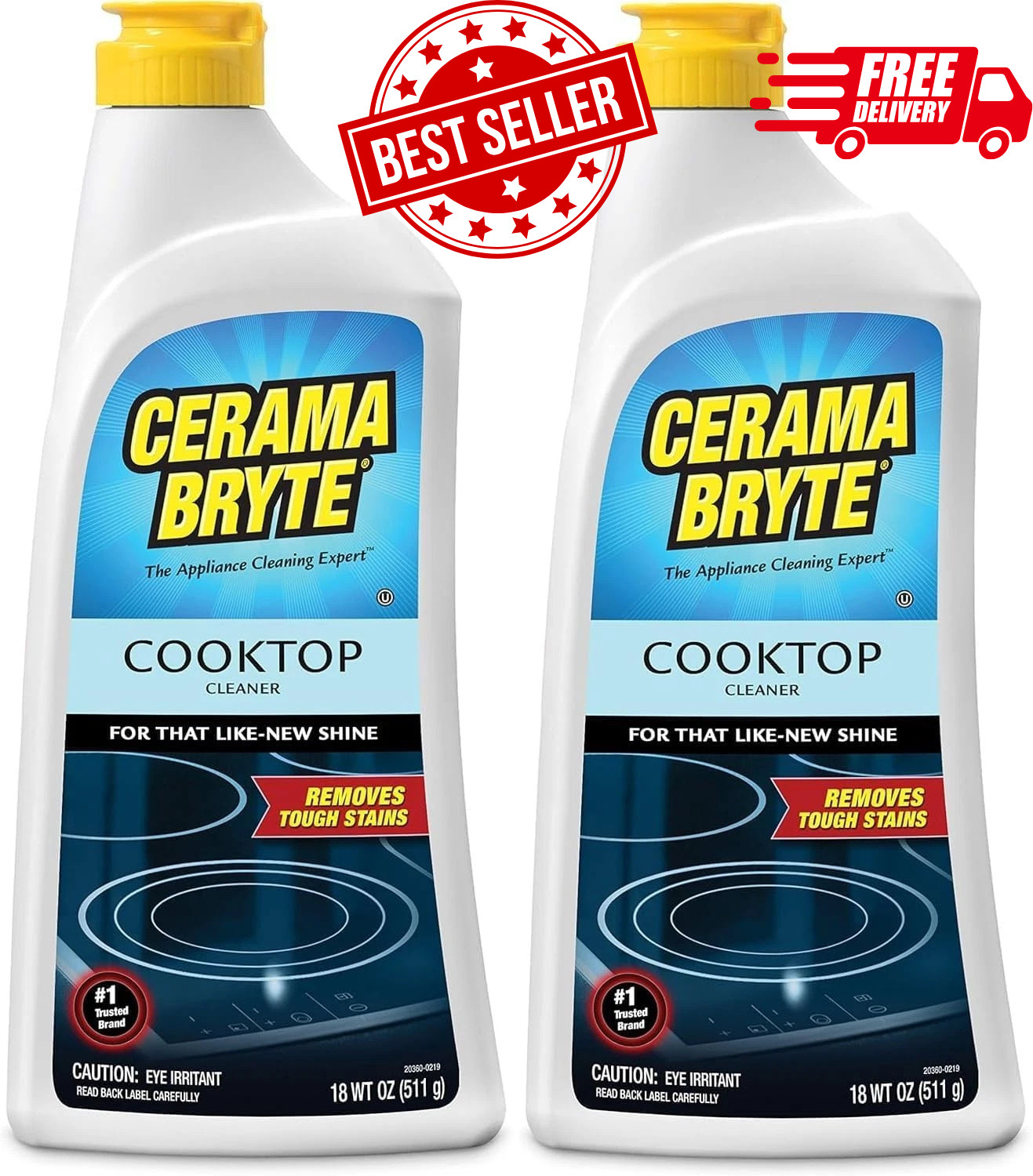 Cerama Bryte Cooktop Cleaner 2 Pack Non Abrasive Heavy Duty 18 oz each