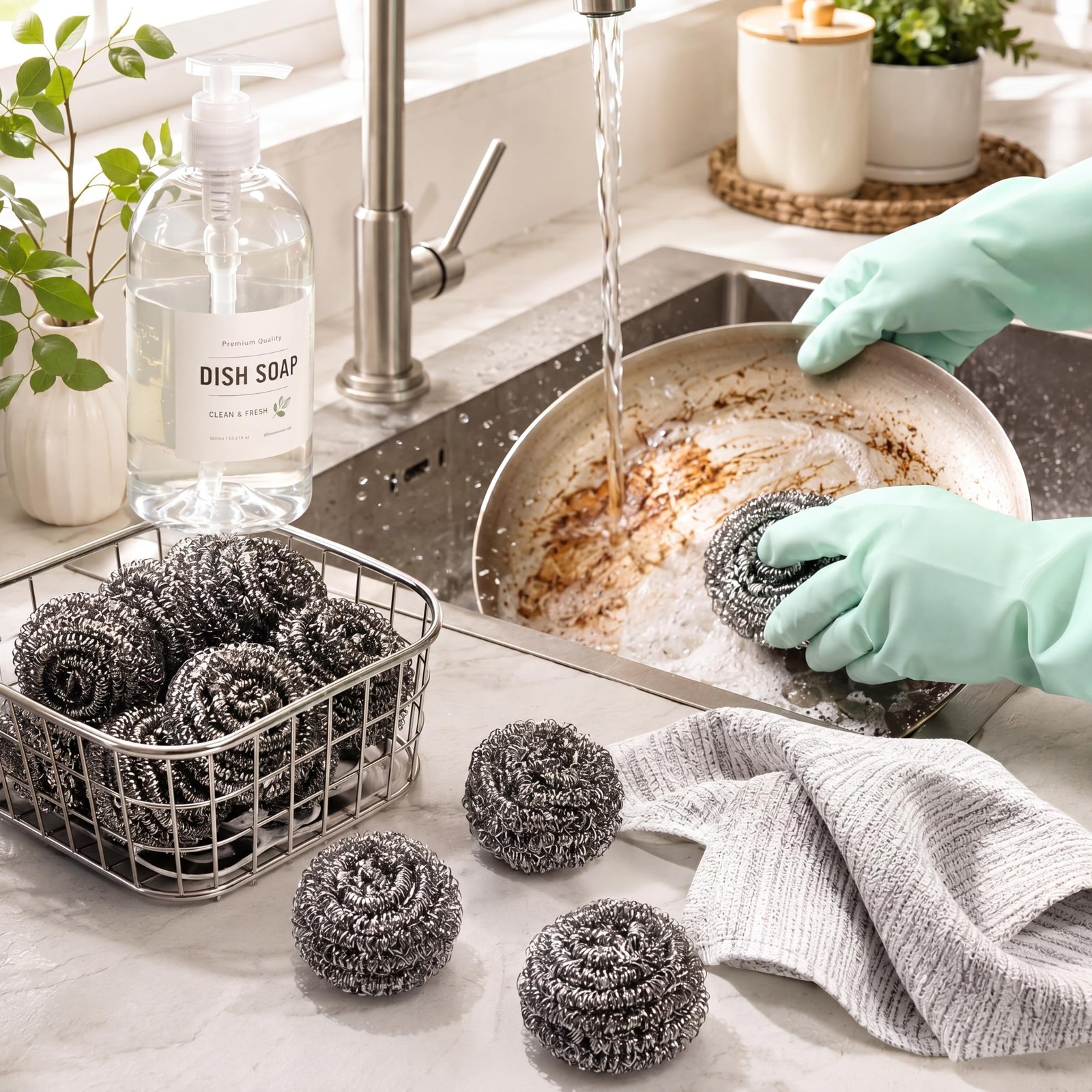 300 Pcs Stainless Steel Wool Scrubber Bulk Steel Wool Sponges Pack Metal Dish…