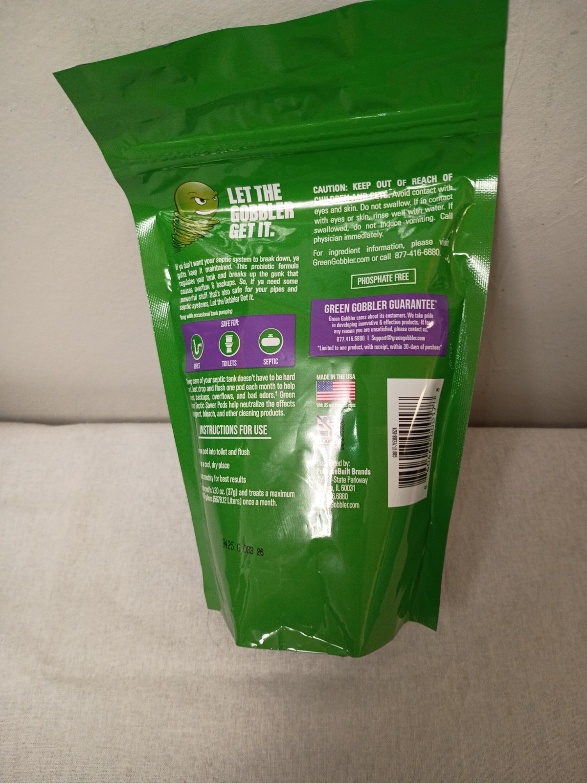 Green Gobbler Septic Tank Treatment Packets, 6 Month Supply – Natural Bacteria t