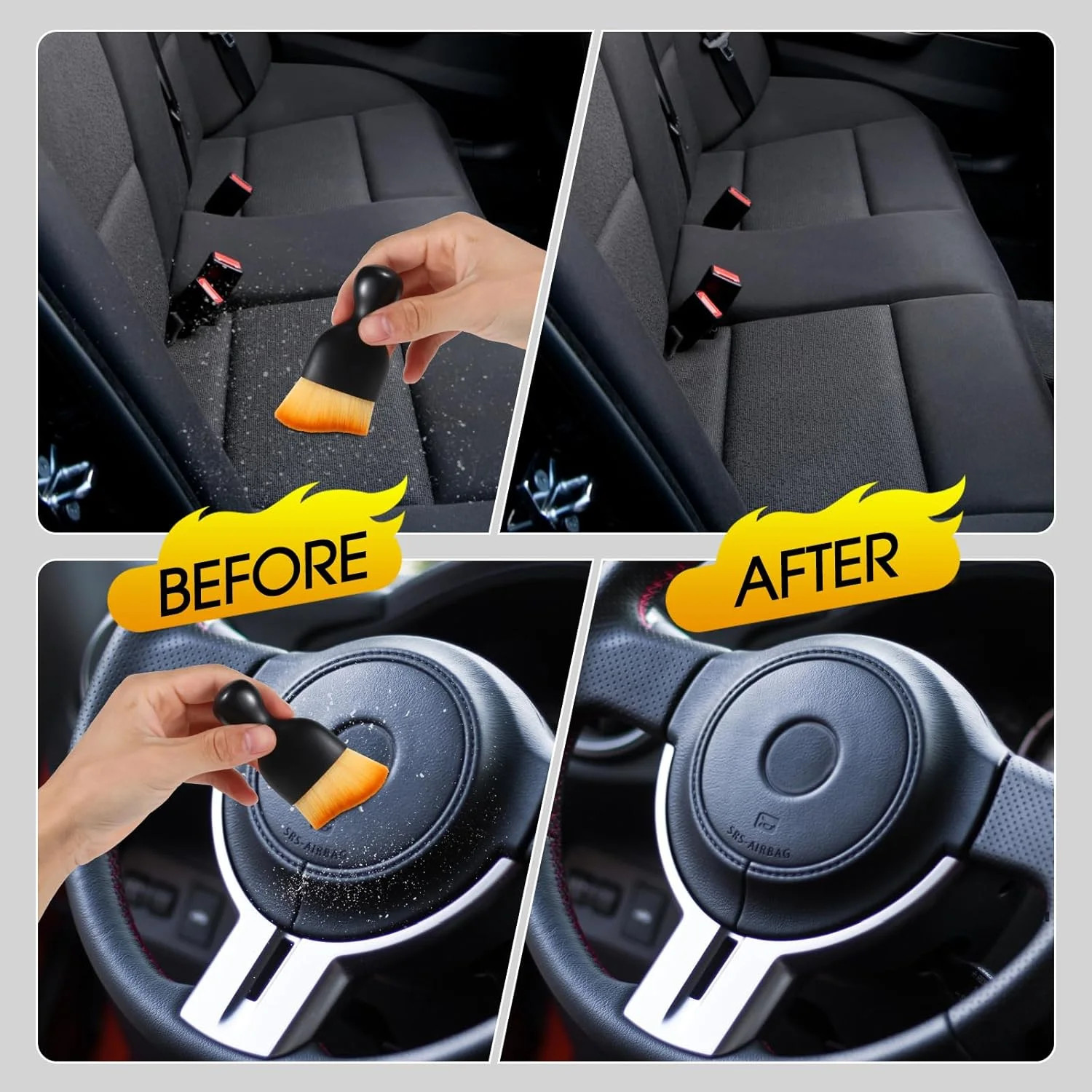 3 PCS Car Interior Detail Dust Brush,Soft Car Interior Detailing Kit Tools,Dash
