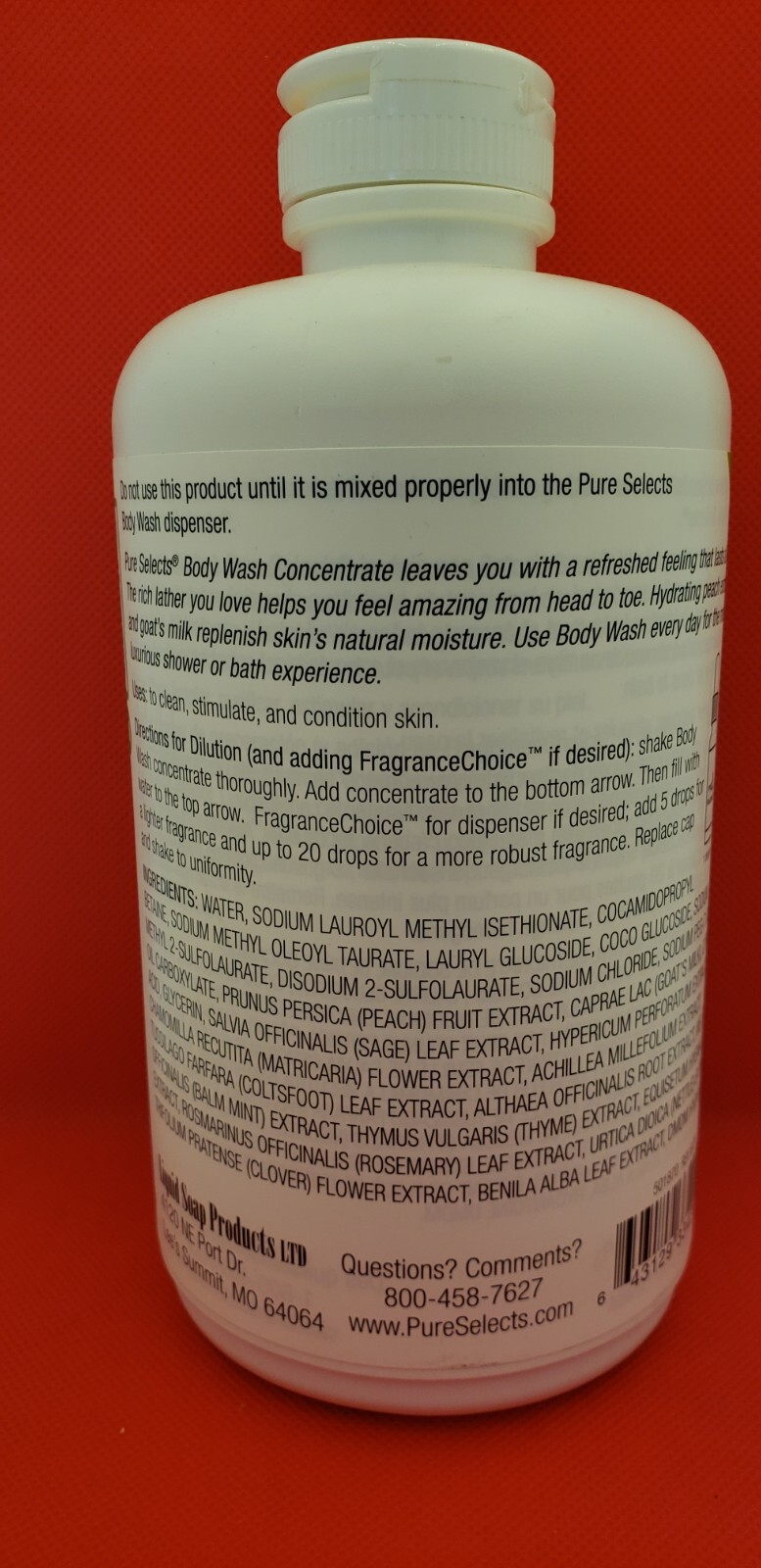 PURE SELECTS PLATINUM BODY WASH CONCENTRATE, 1 QUART, NIB