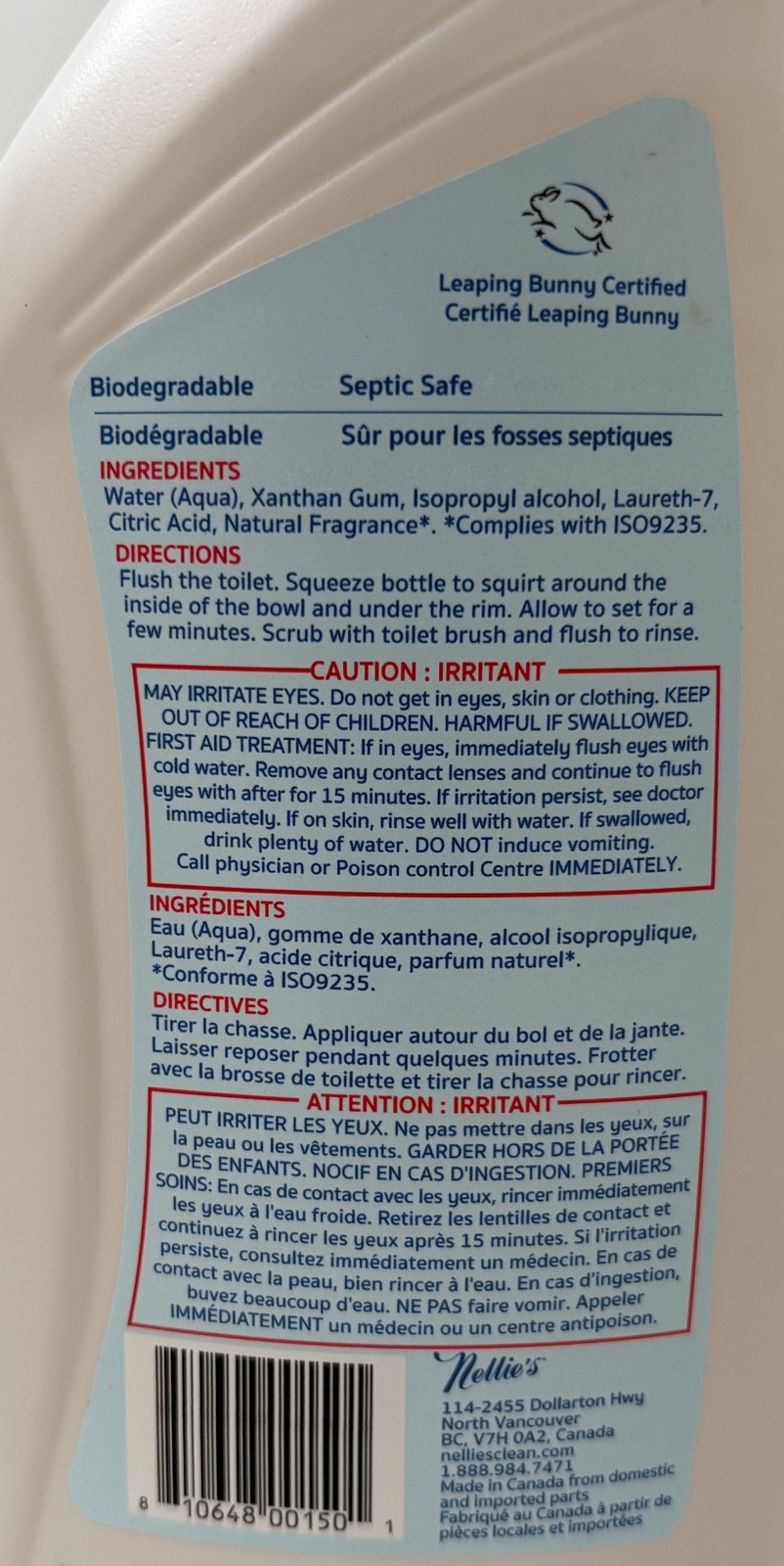 *Nellie’s Toilet Bowl Cleaner & Spray Odor Eliminator Duo—Lemongrass Scent