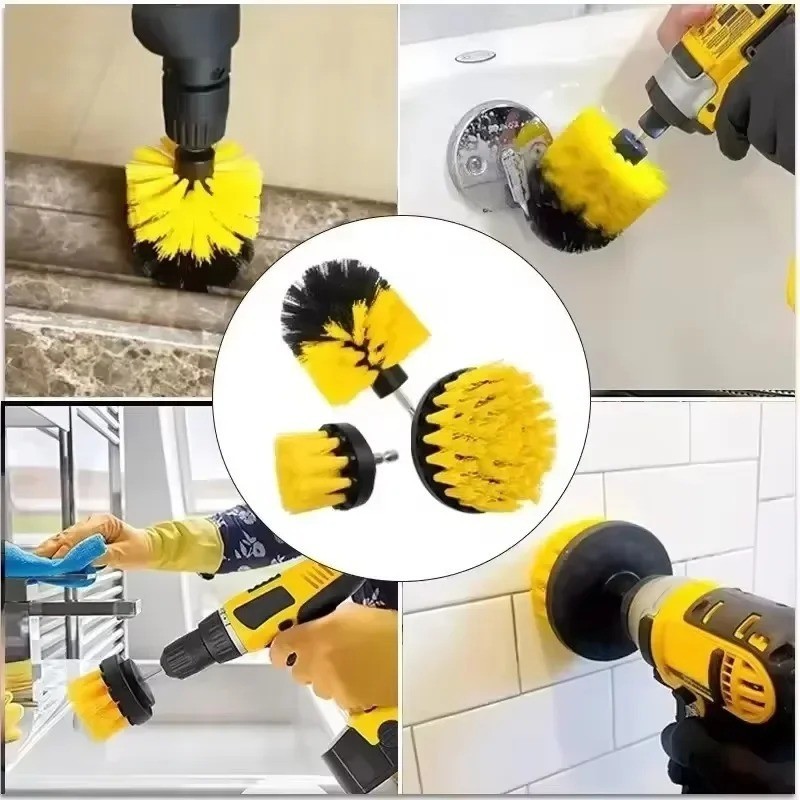 Electric Drill Scrubber Brush Kit Power Cleaning Brush Set for Car Carpet Glass