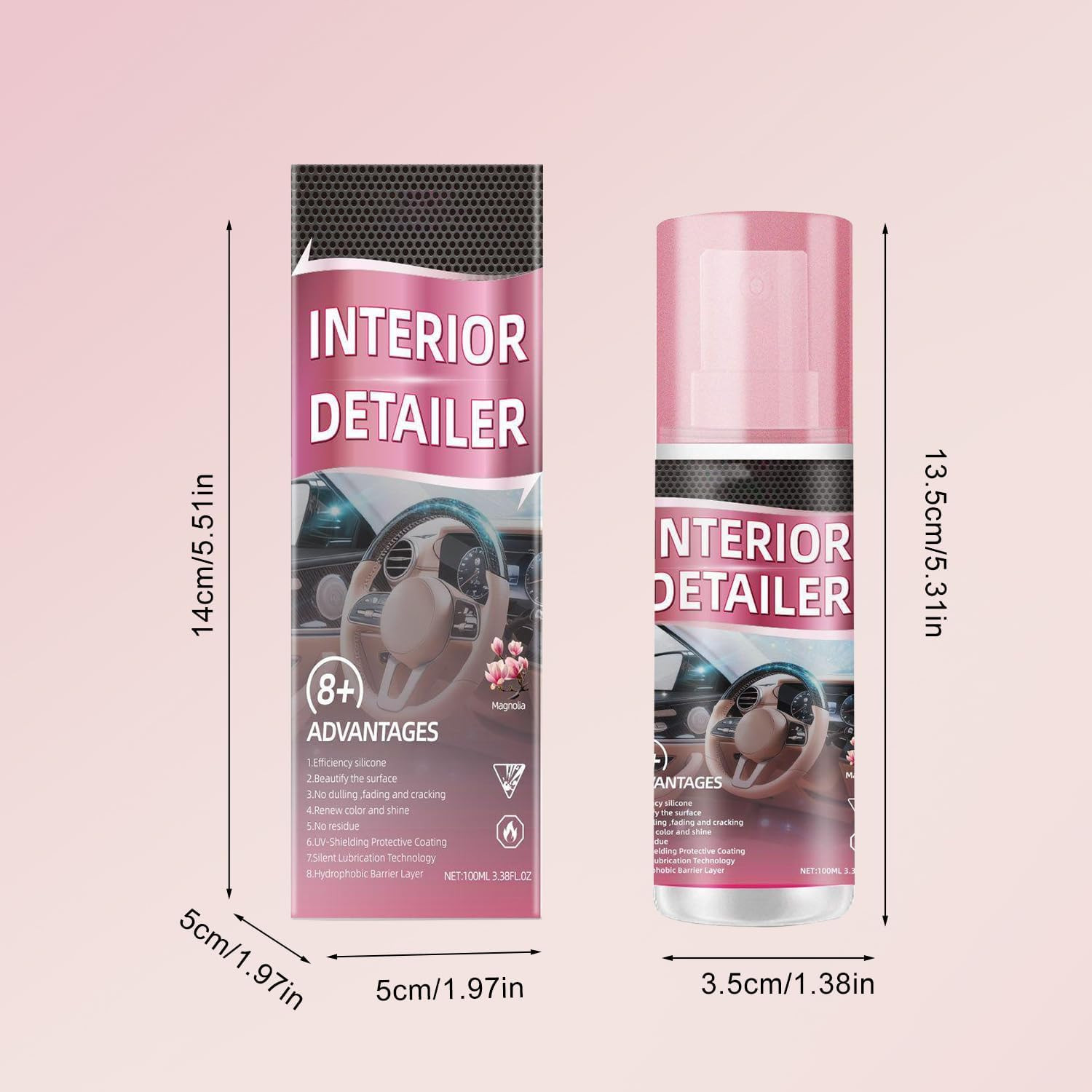 2Pcs Car Interior Cleaner, New Polishing Cleaner, All Purpose Car Interior Detai