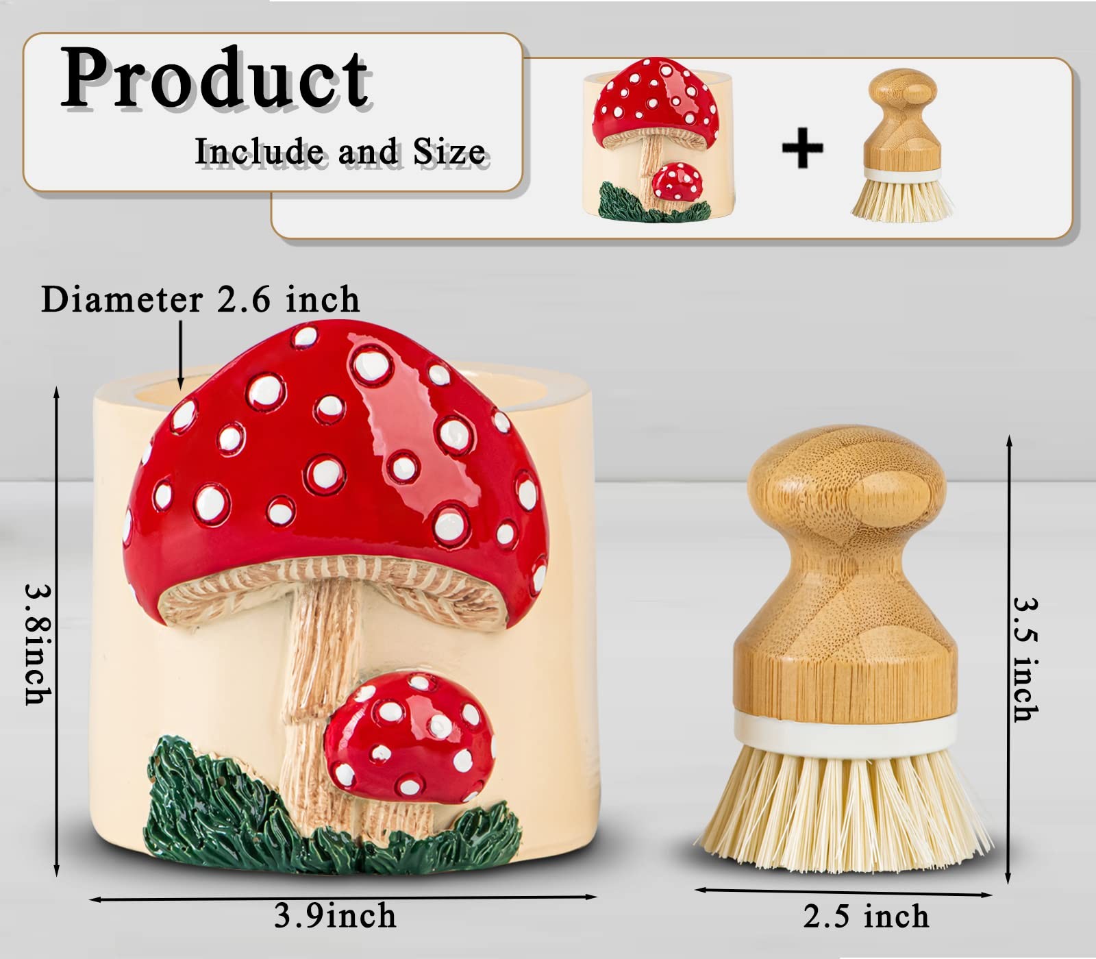 Mushroom Dish Brush Holder And Dish Scrubber Dish Brush And Holder Set Dish S…