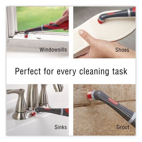 Rubbermaid Cordless Battery Power Scrubber, 12.68″ Brush, 7″ Red/Black Handle