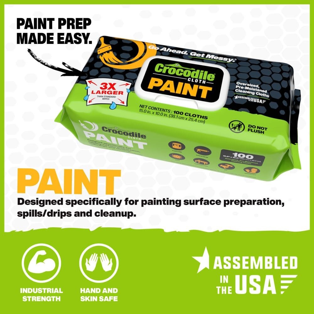 Heavy-Duty Paint Cleaning Wipes 100 Count – 15″ x 10″ for Paint Prep & Cleanup,