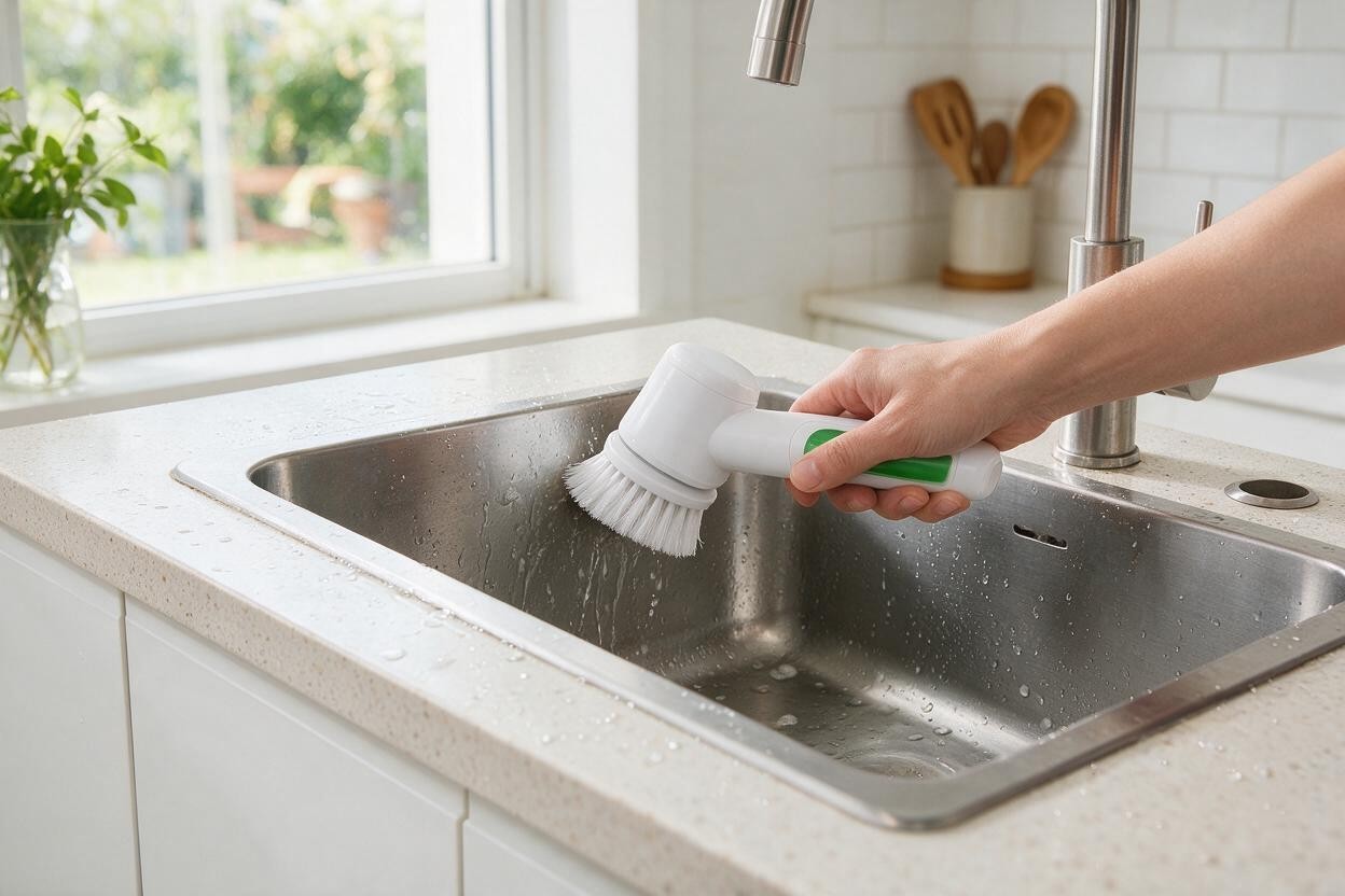 Electric Spin Scrubber Cleaning Brush Cordless Kitchen Bathroom Tile Sink Cleane