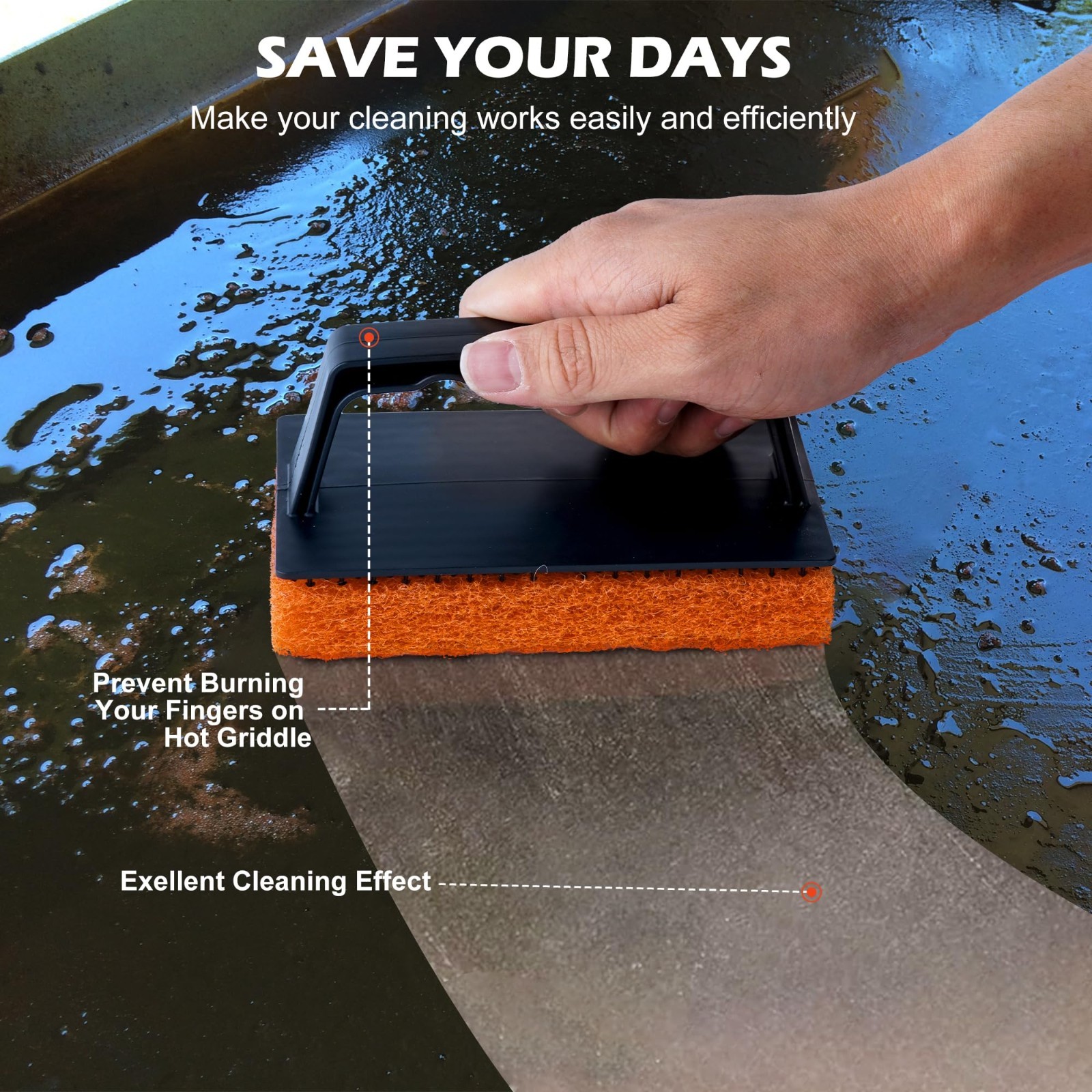 Griddle Cleaning Pads 22 Pack, Non-Scratch Grill Bathroom Scrub Pads
