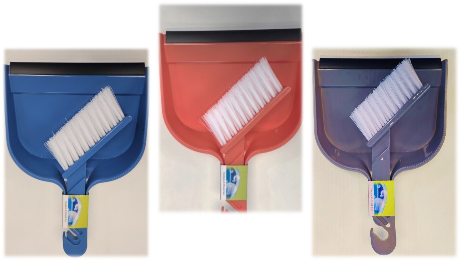 Set of 3 Mini Dustpans W/Brush Desktop Small Dust Pan Home Dustpan Dorm Desk Toy