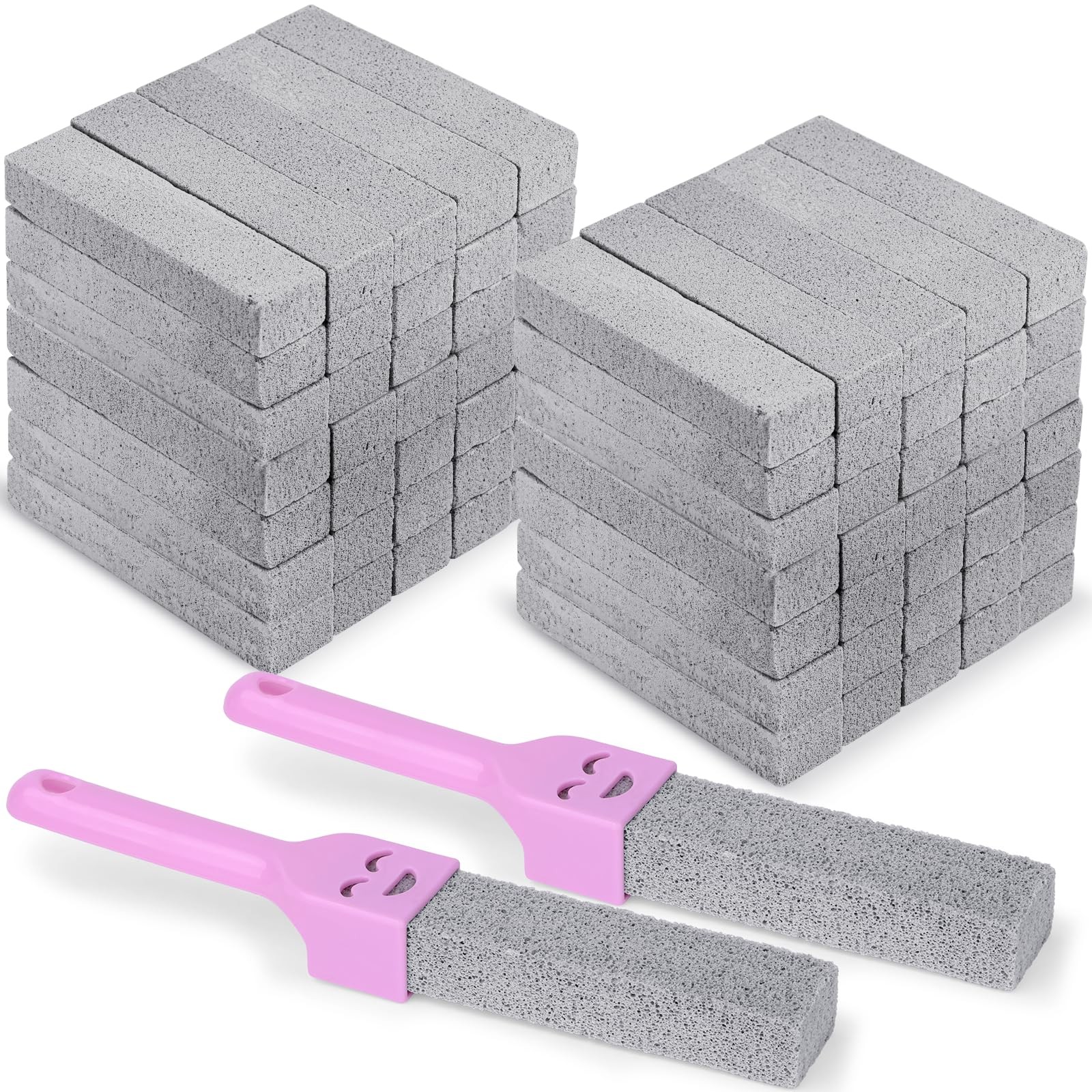 50 Pack Grey Pumice Stones with 2 Handles 5.9 x 1.4 0.9 Inch Cleaner
