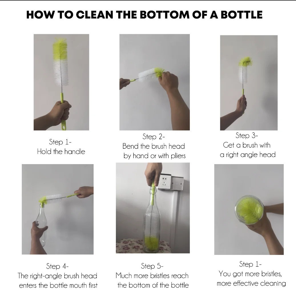 1 Pcs 16” Long Bottle Brush Cleaner for Washing Wine/Beer/Sport Well/Thermos/Gla