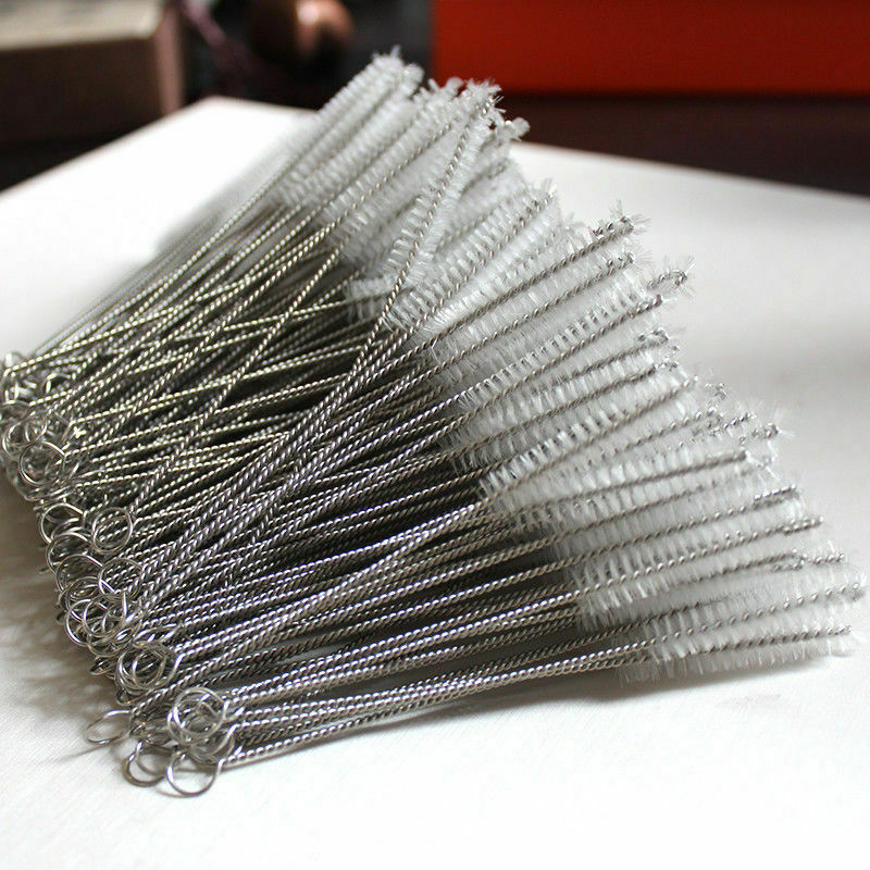 100Pcs Nylon Stainless Steel Cleaner Cleaning Brush for Tobacco Pipe Airbrush