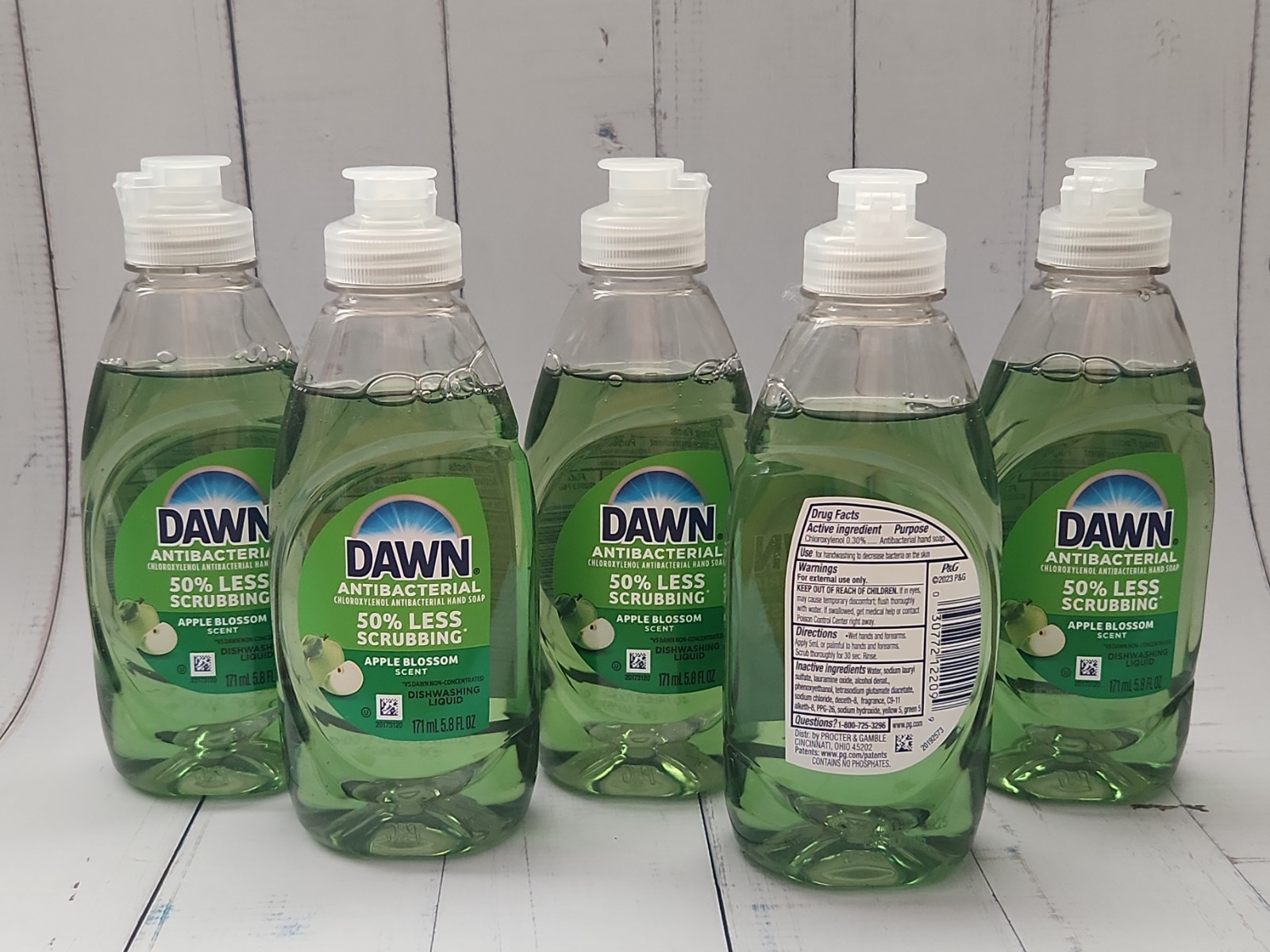 (Pack of 5) Dawn Dishwashing Liquid Soap, Grease Removal, Apple Blossom Scent