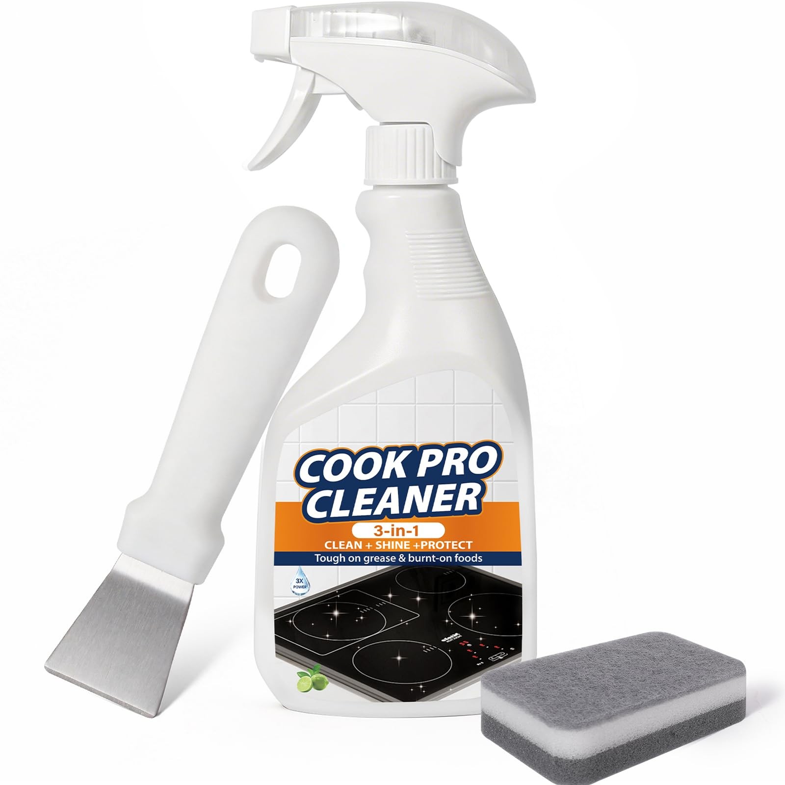 3-in-1 Stove Top and Oven Cleaner Kit – Glass Cooktop Cleaner for Ceramic Ele…