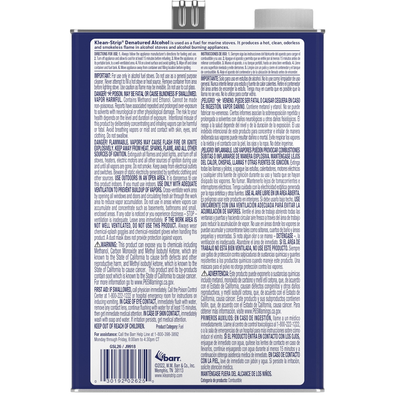 Klean-Strip GSL26 1 Gallon Denatured Alcohol Clean Burning Fuel