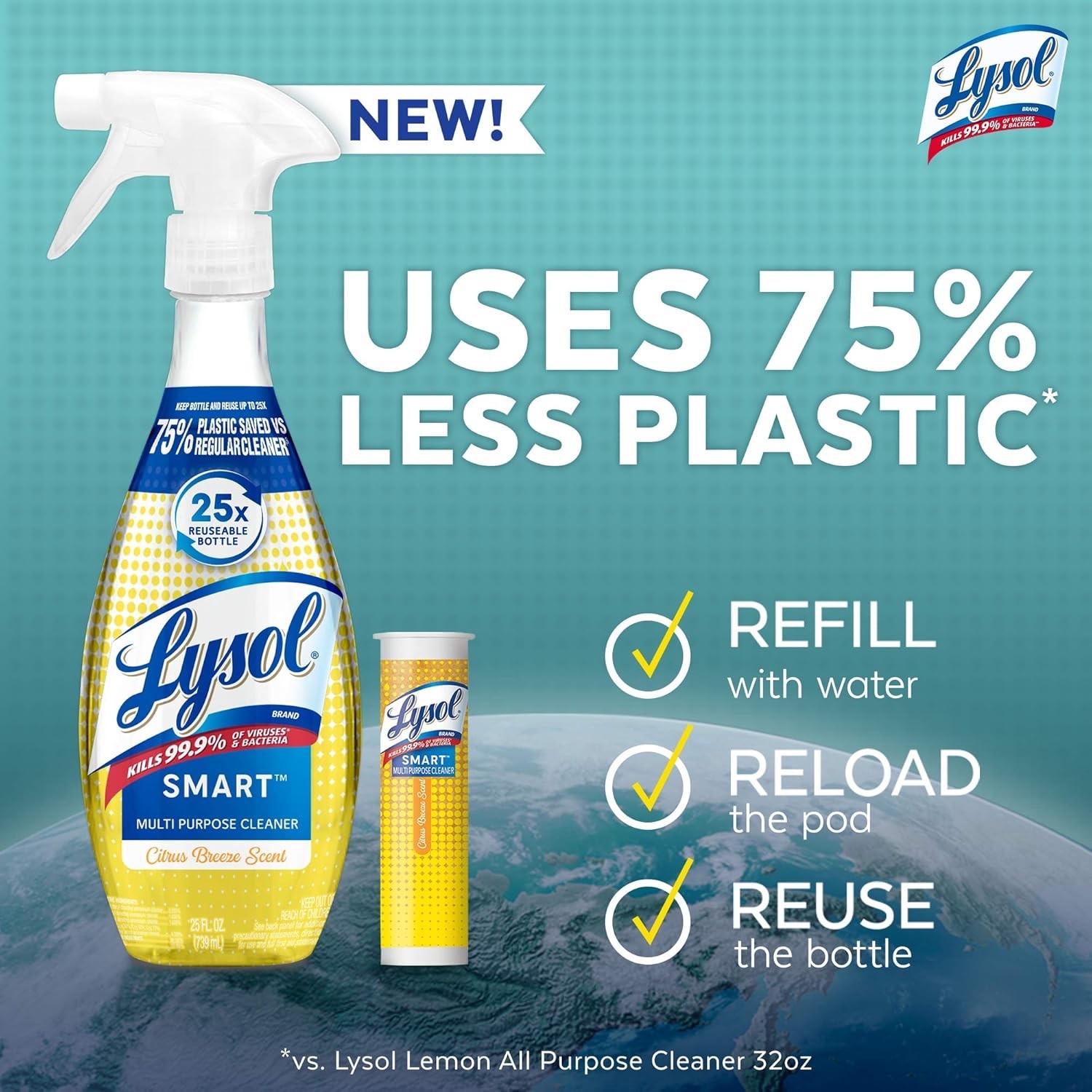 Lysol SMART Refill Multi-Purpose Cleaner Case of 8 Cartridges, Citrus Breeze New