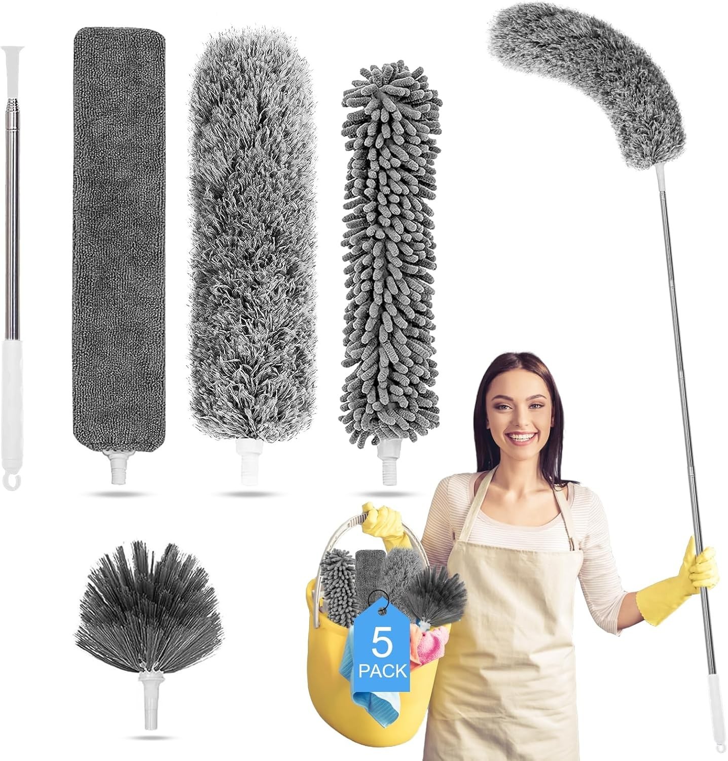 Bendable Microfiber Duster Set with 100” for Home & Car Cleaning