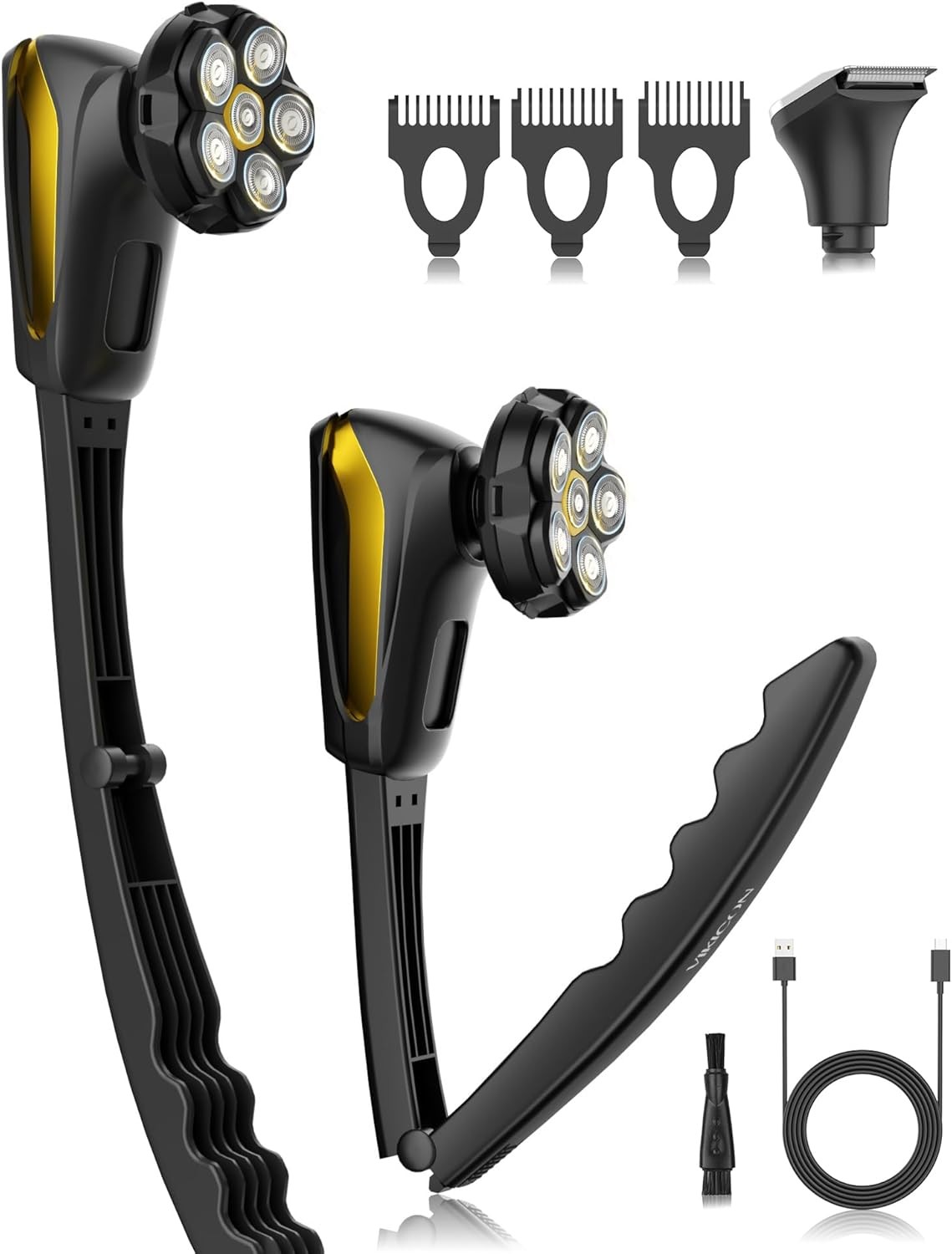 Back Shaver for Men: Long Foldable Handle Electric Back Razor with 6D No-Scrat