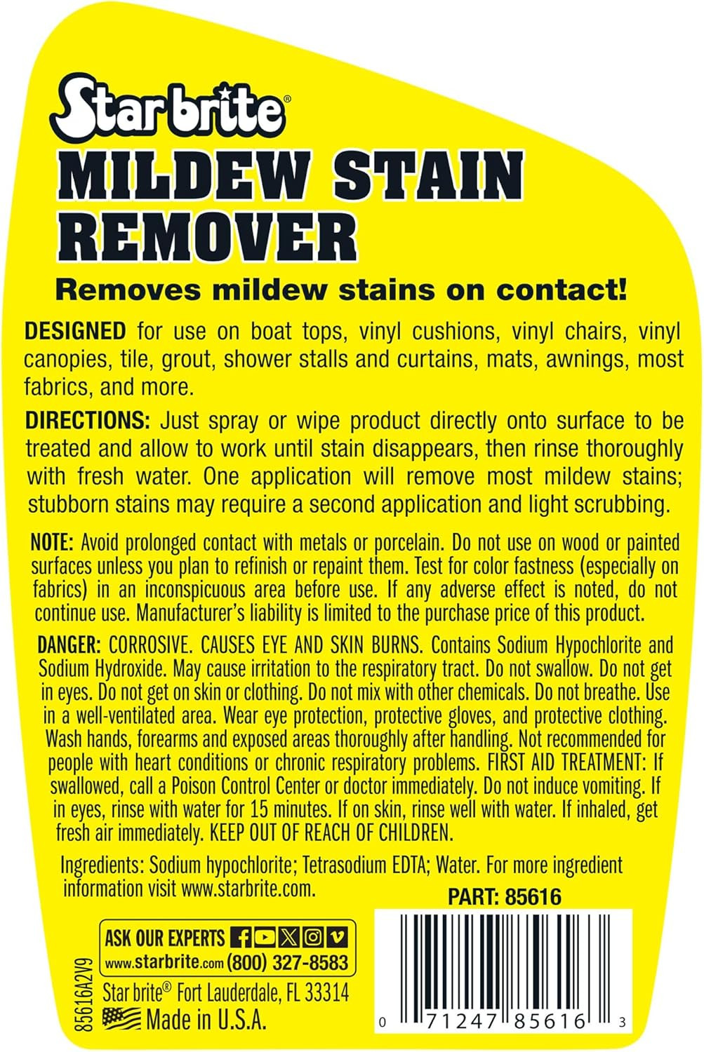 Professional-Grade Mildew & Mold Stain Remover + Cleaner – Instant Contact Stain