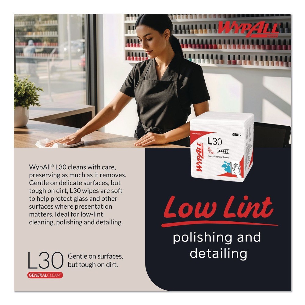 WypAll 05812 L30 Quarter Fold 12.5″ x 12″ Towels (90/PLYPK, 12 PLYPK/CT) New