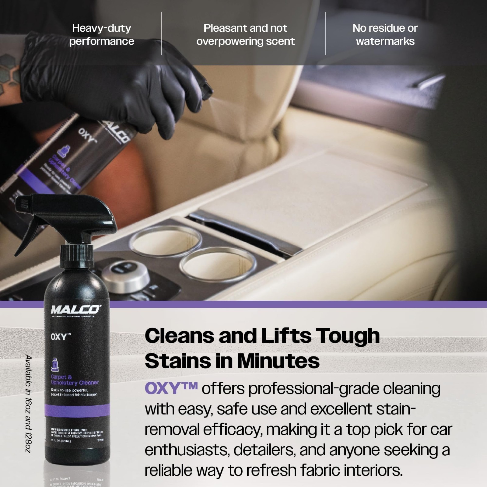 Carpet & Upholstery Cleaner Spray – Tough Stain Remover for Vehicle Fabric – 1 G