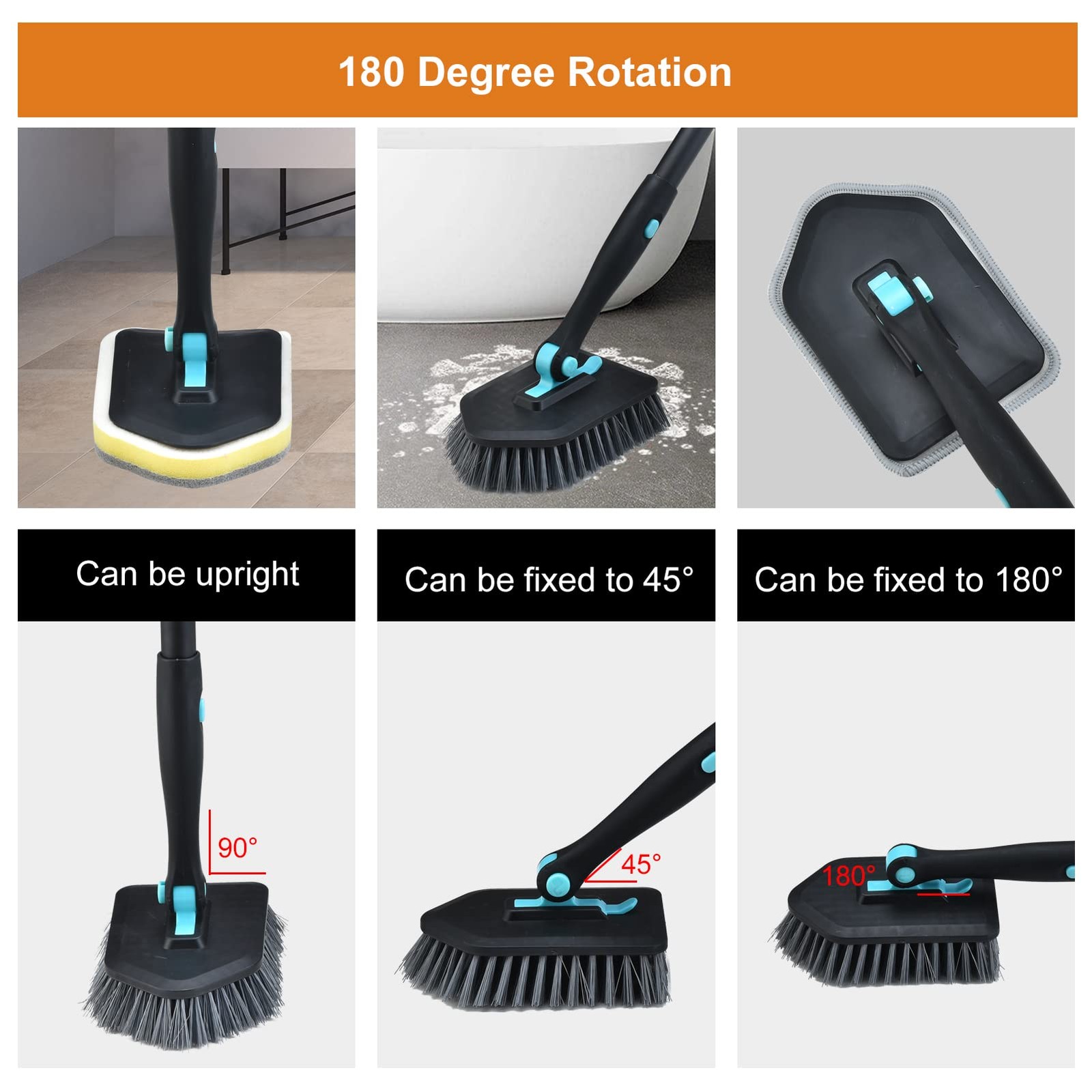 Shower Cleaning Brush With Long Handle 3 In 1 Tub And Tile Scrubber Brush With 5