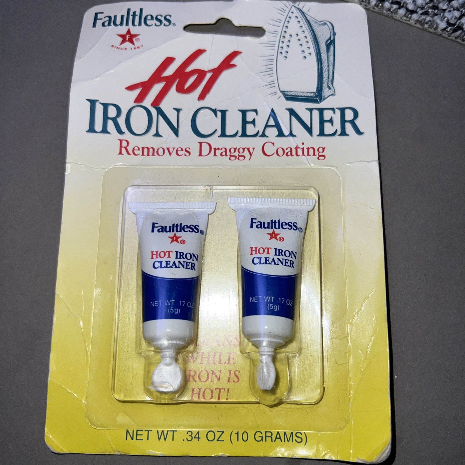 New Faultless Hot Iron Cleaner 0.17oz Safe for All Metal Irons Glide Easier 2 Pk