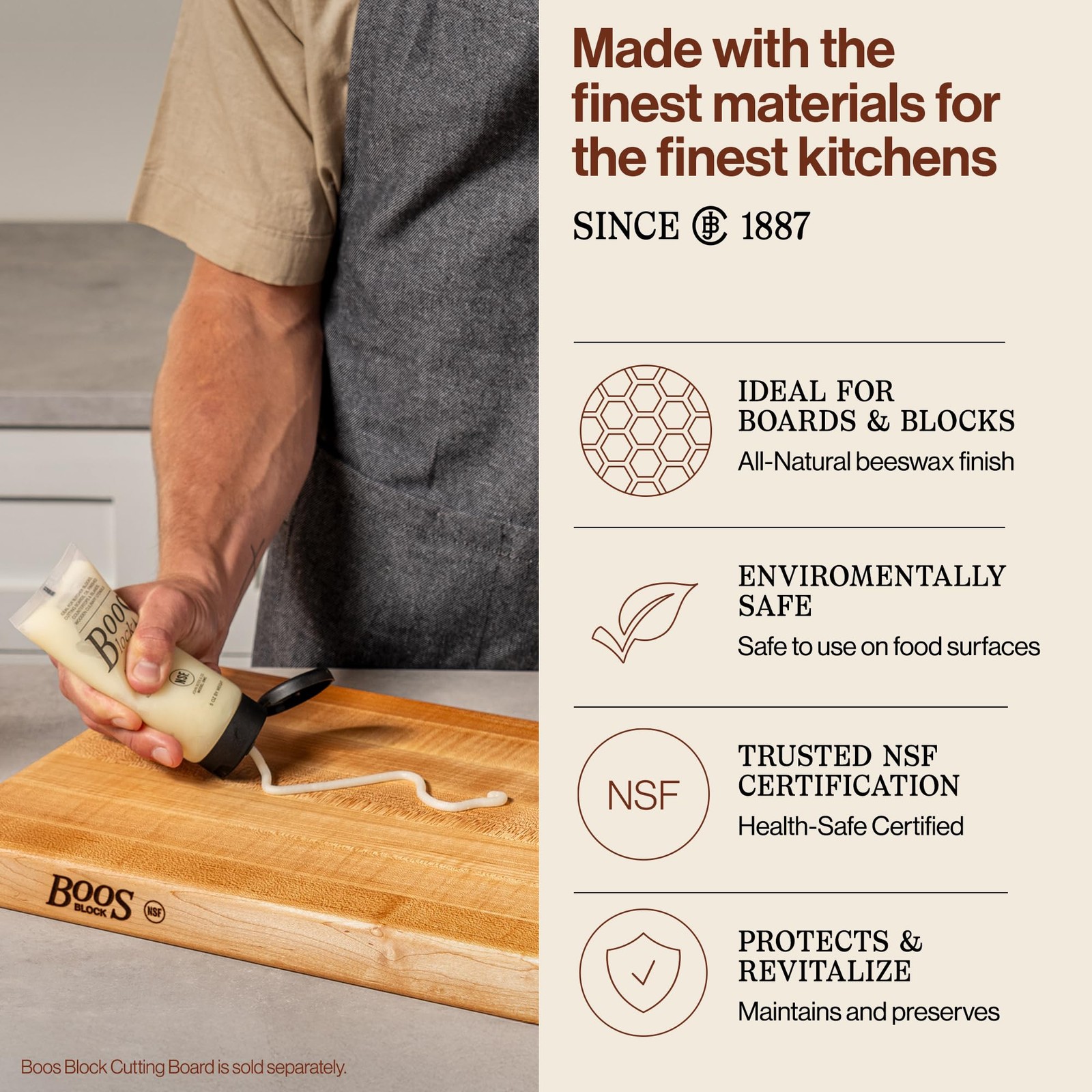 John Boos Block All-Natural Board Cream for Butcher Blocks and Cutting Boards…
