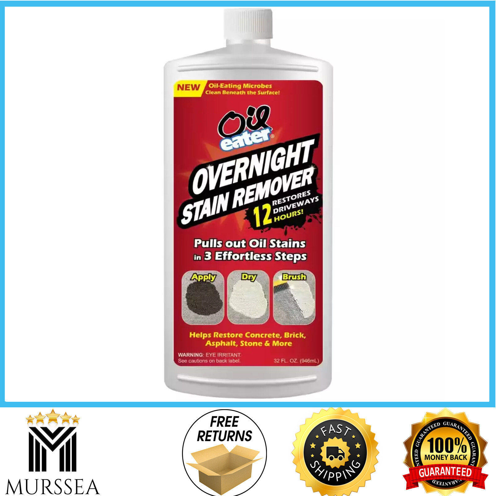 32 Oz Overnight Stain Remover for Cleaning Oil Stains on Concrete, Driveway, Pav