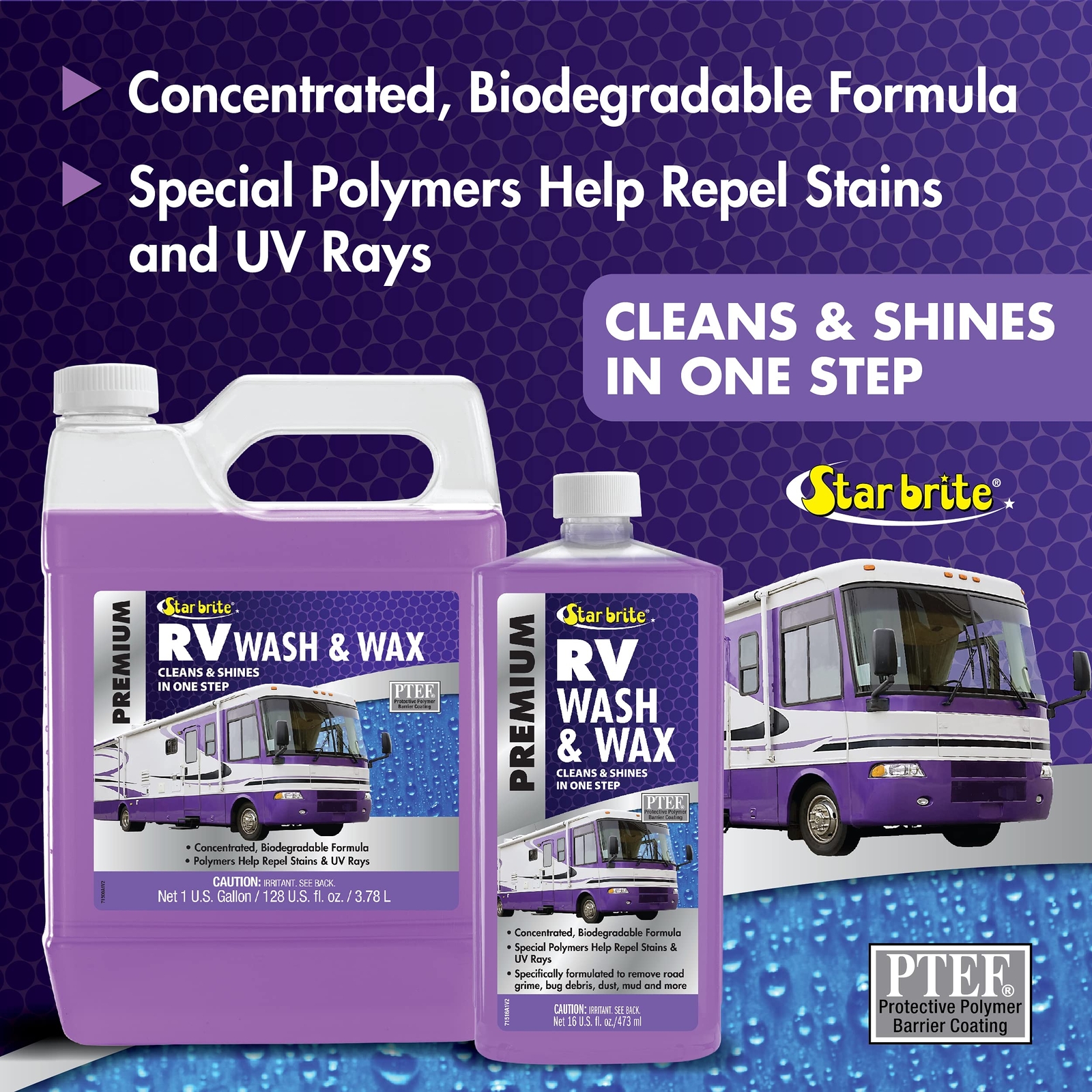 STAR BRITE RV Wash & Wax w/PTEF 71500 One Step Concentrated Cleaner – Gallon