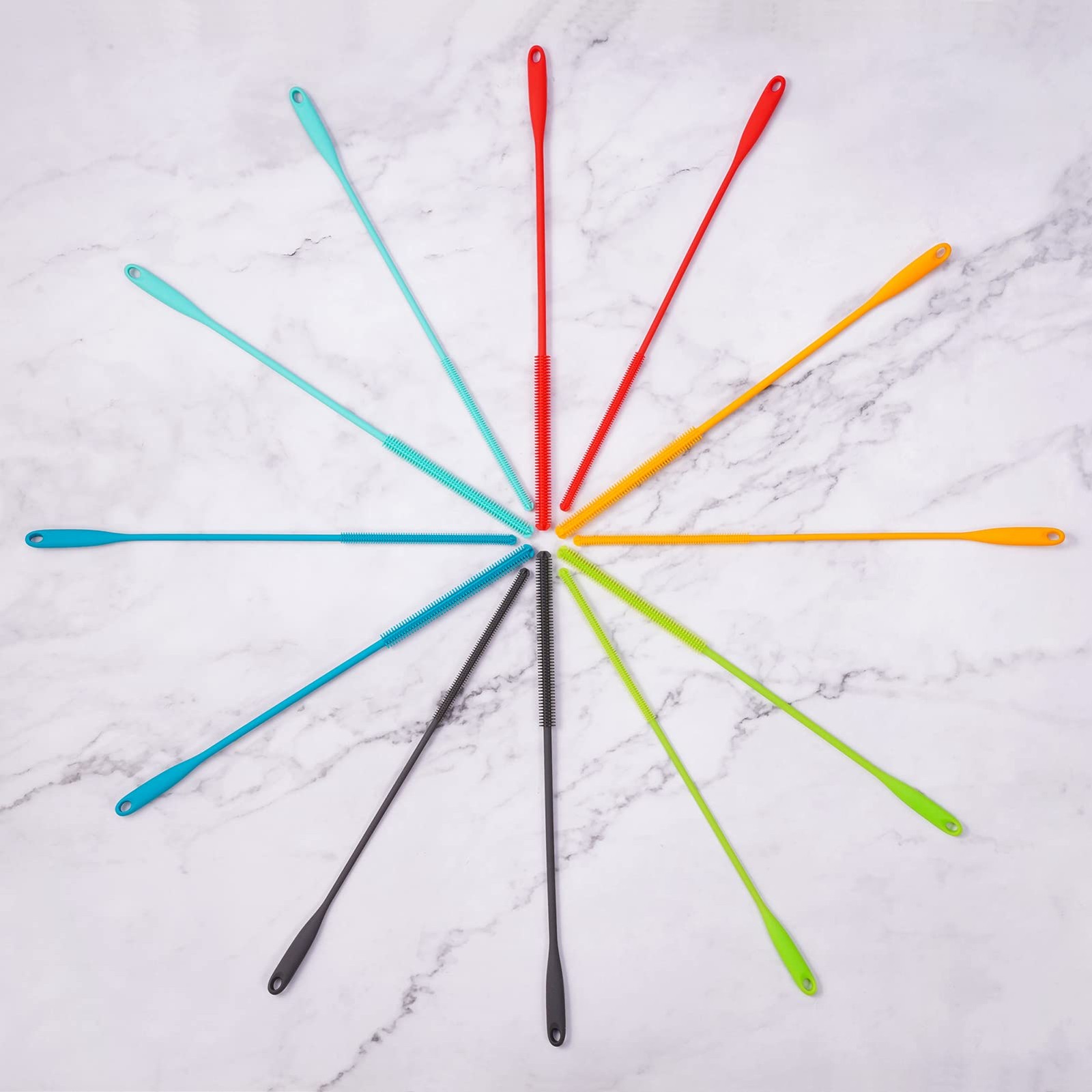 Silicone Straw Brush 4 Pack – (2 Small, 2 Wide) – 10 Inch Reusable Straw Clea…