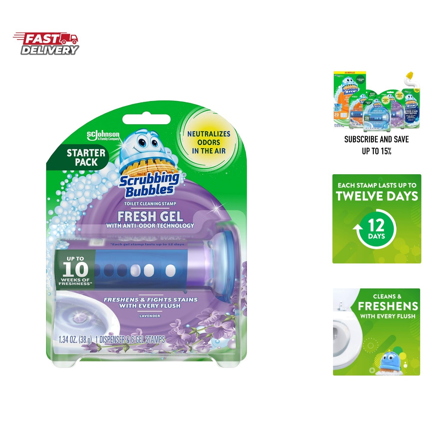 Scrubbing Bubbles Fresh Gel Toilet Bowl Cleaning Stamps, Helps Keep Toilet Cl…