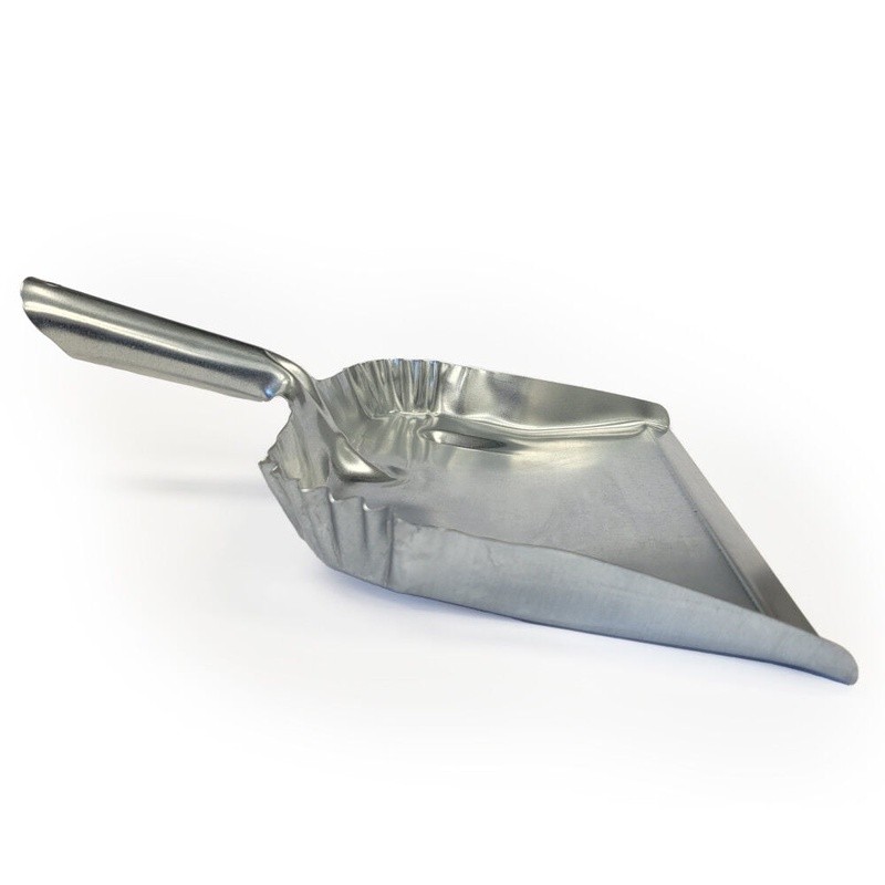 Heavy Duty Galvanized Steel Dustpan Long Handle Home Garage Janitorial