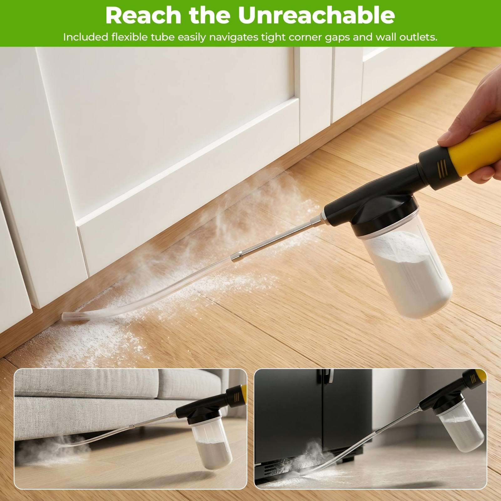 Adjustable Powder Duster with 4FT Extension Pole, Manual Pump Sprayer for Garden