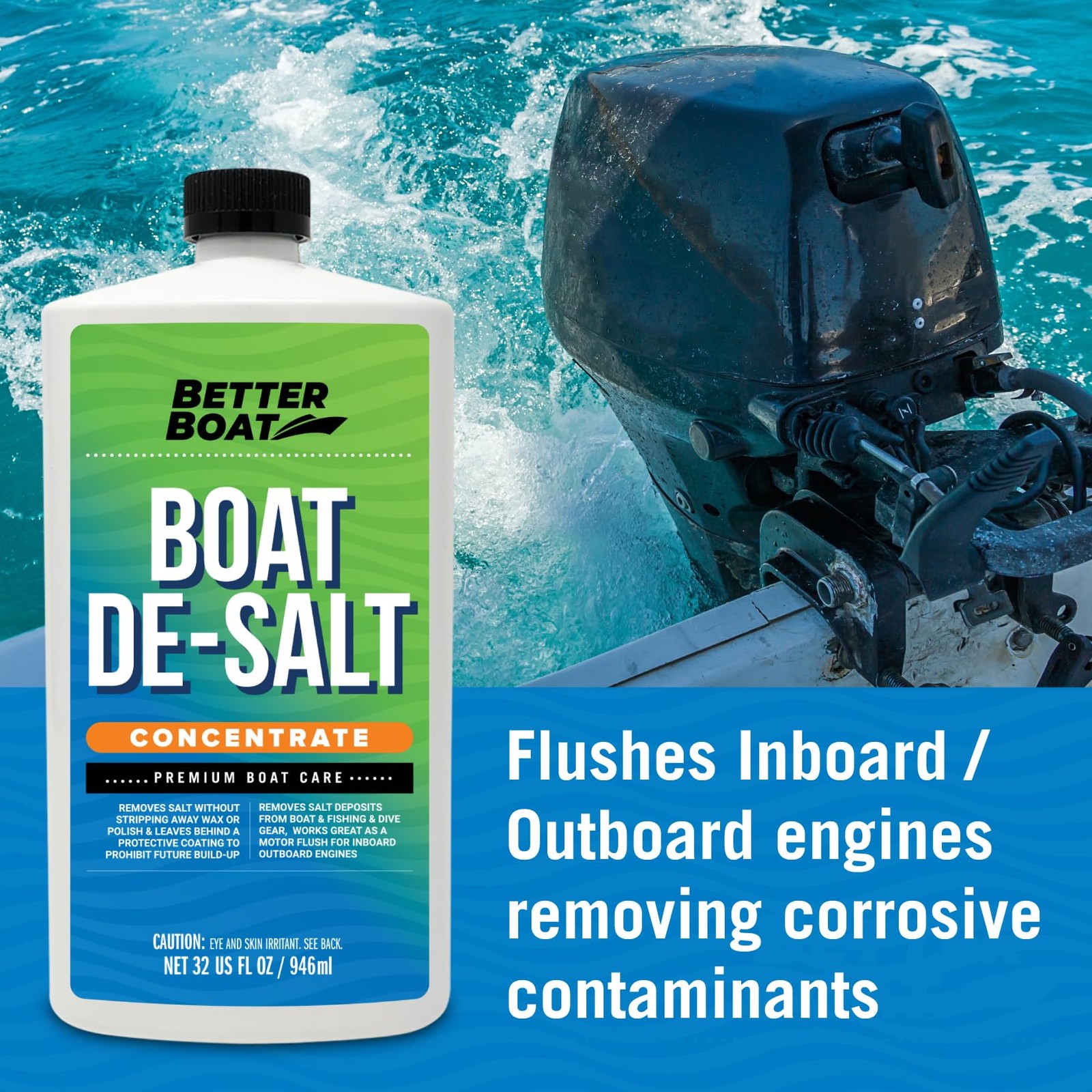 Boat De-Salt Concentrate Salt Remover for Flusher Motors Marine Boats Watercraft