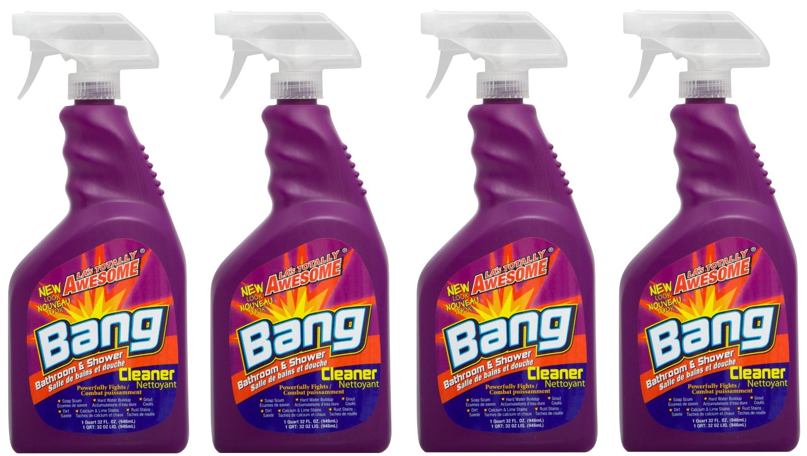 4 PACK- LA’s Totally Awesome Bang Bathroom and Shower Cleaner 32 Oz. (Each)