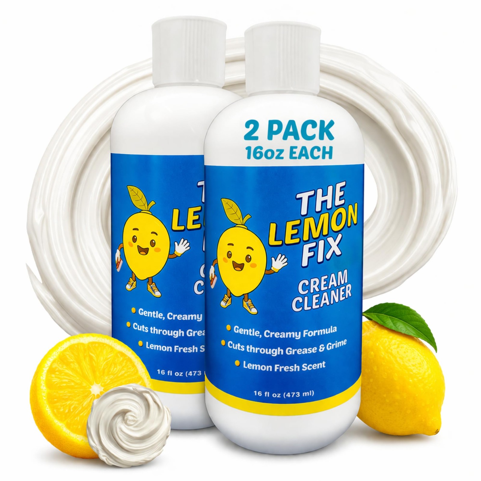 Cream Cleaner for Soap Scum, Hard Water & Grease, The Lemon Fix -Strength Mul…