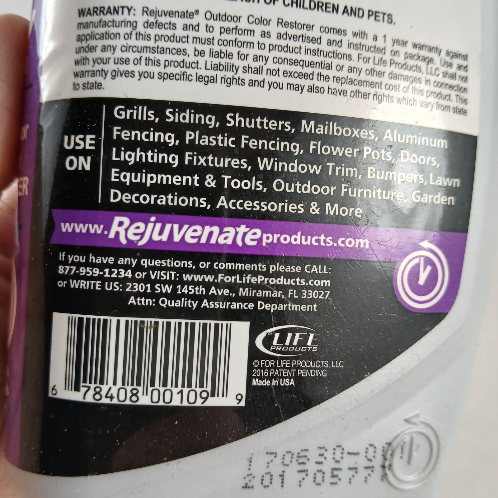 Rejuvenate Outdoor Color Restorer-Open 2/3 Full