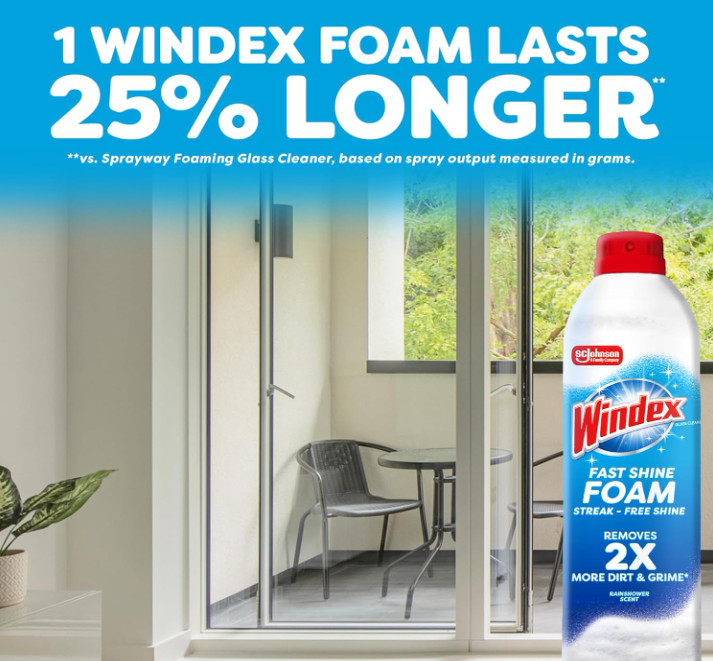 19oz Twin Pack, Foaming Glass Cleaner Spray, No Drip Streak Free Windows Mirrors