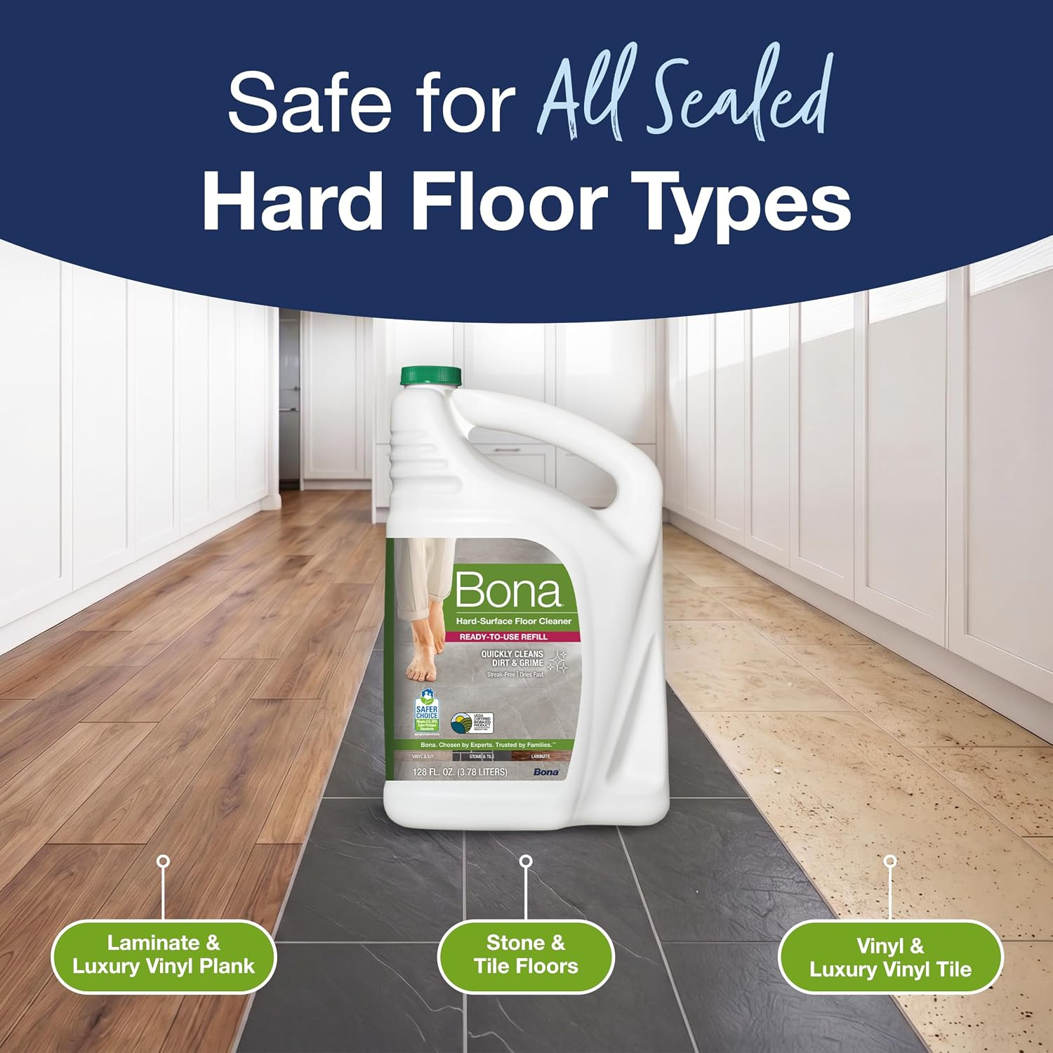 Multi-Surface Floor Cleaner Refill – 128 Fl Oz – Unscented | Refill for Spray M