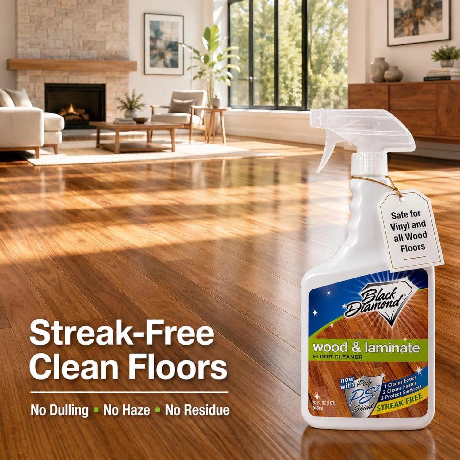 Black Diamond Stoneworks Wood & Laminate Floor Cleaner – No-Rinse Streak-Free Cl