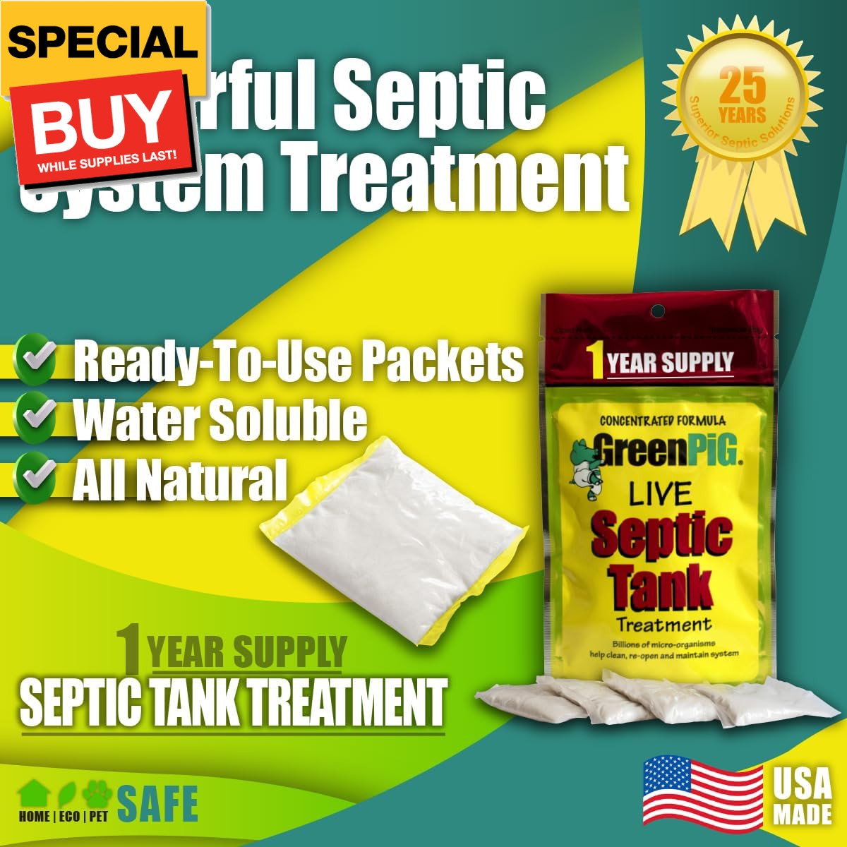 Septic Tank Treatment Packets, Septic Safe Clog Remover, Prevents Expensive Sept
