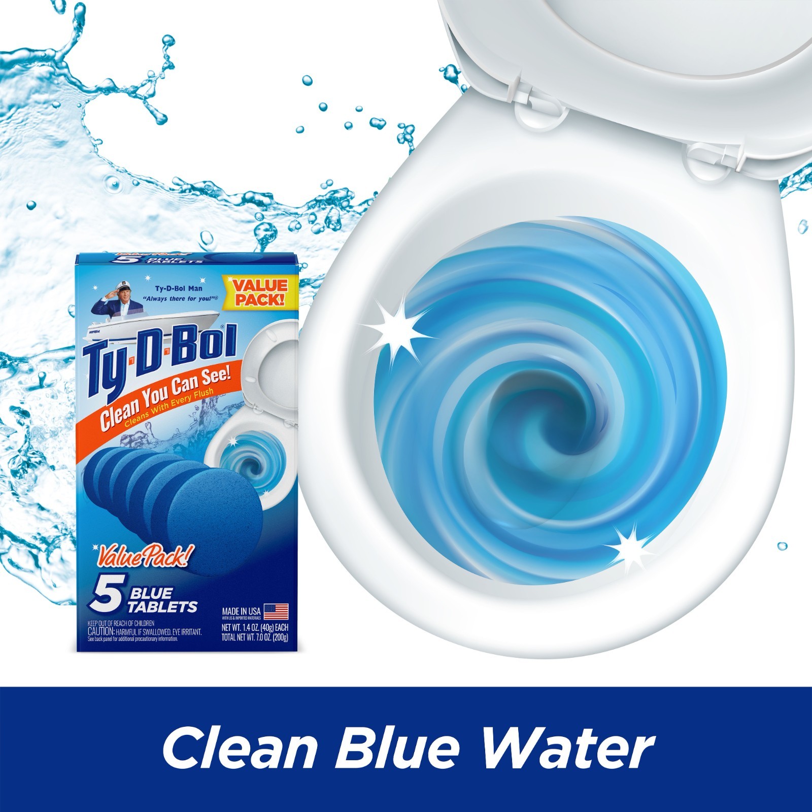 Ty-D-Bol Blue Tablets Value 5 Pack Automatic Toilet Bowl Cleaner Deodorizer Tabs