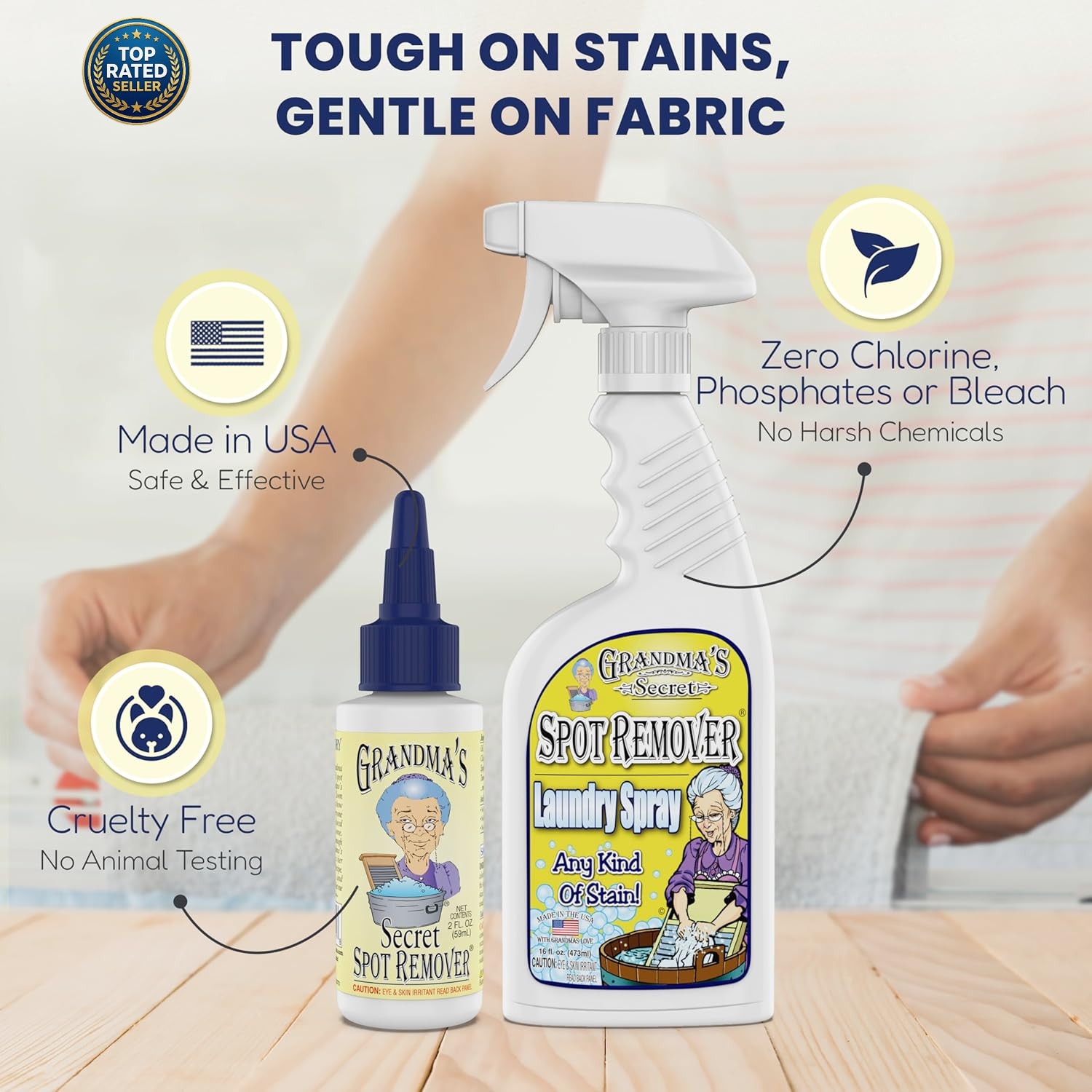 2-Pack Spot Remover Laundry Spray Chlorine, Bleach & Toxin-Free for Clothes